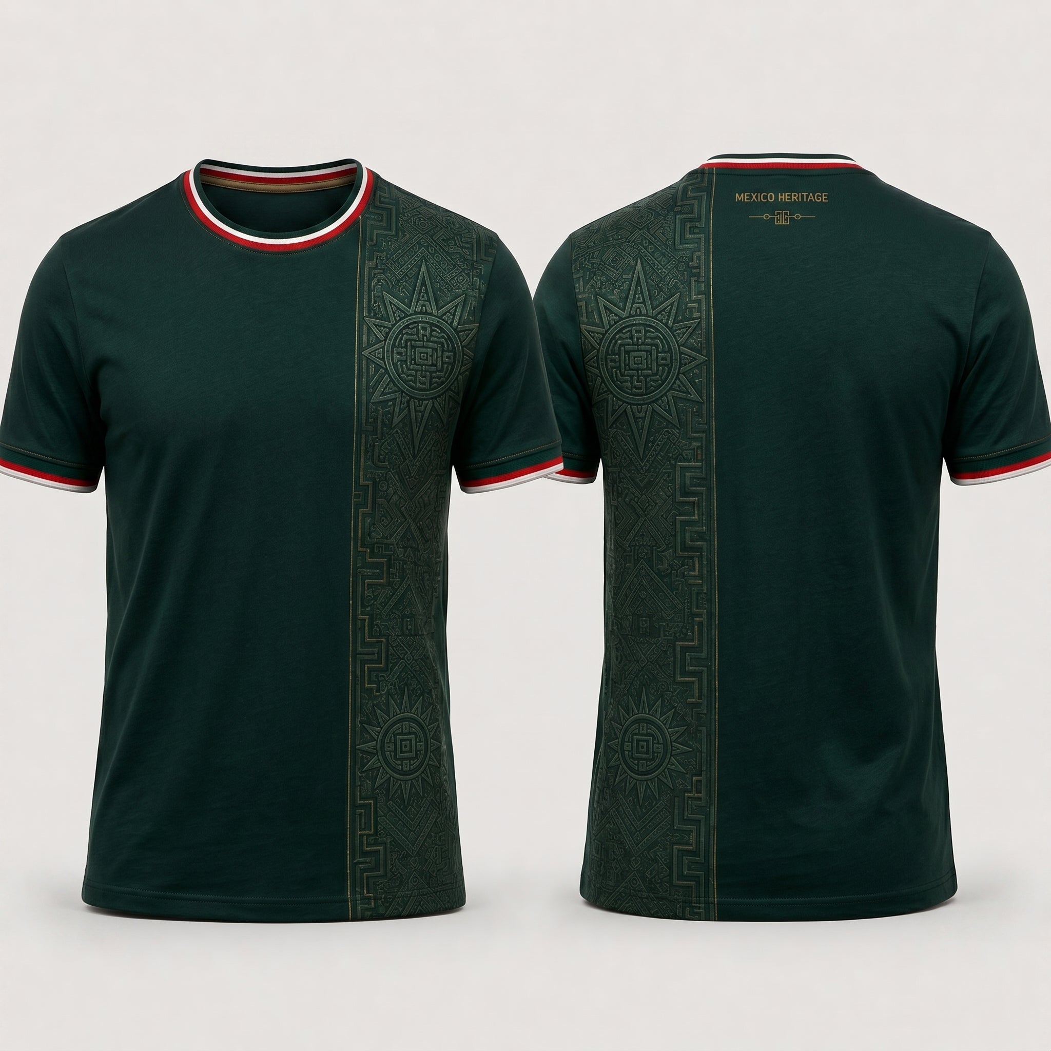 Mexico Codex Heritage Polo Shirt for Men – Green Aztec Split Kit Football Fan Jersey, Mexican Pride Gift Polo