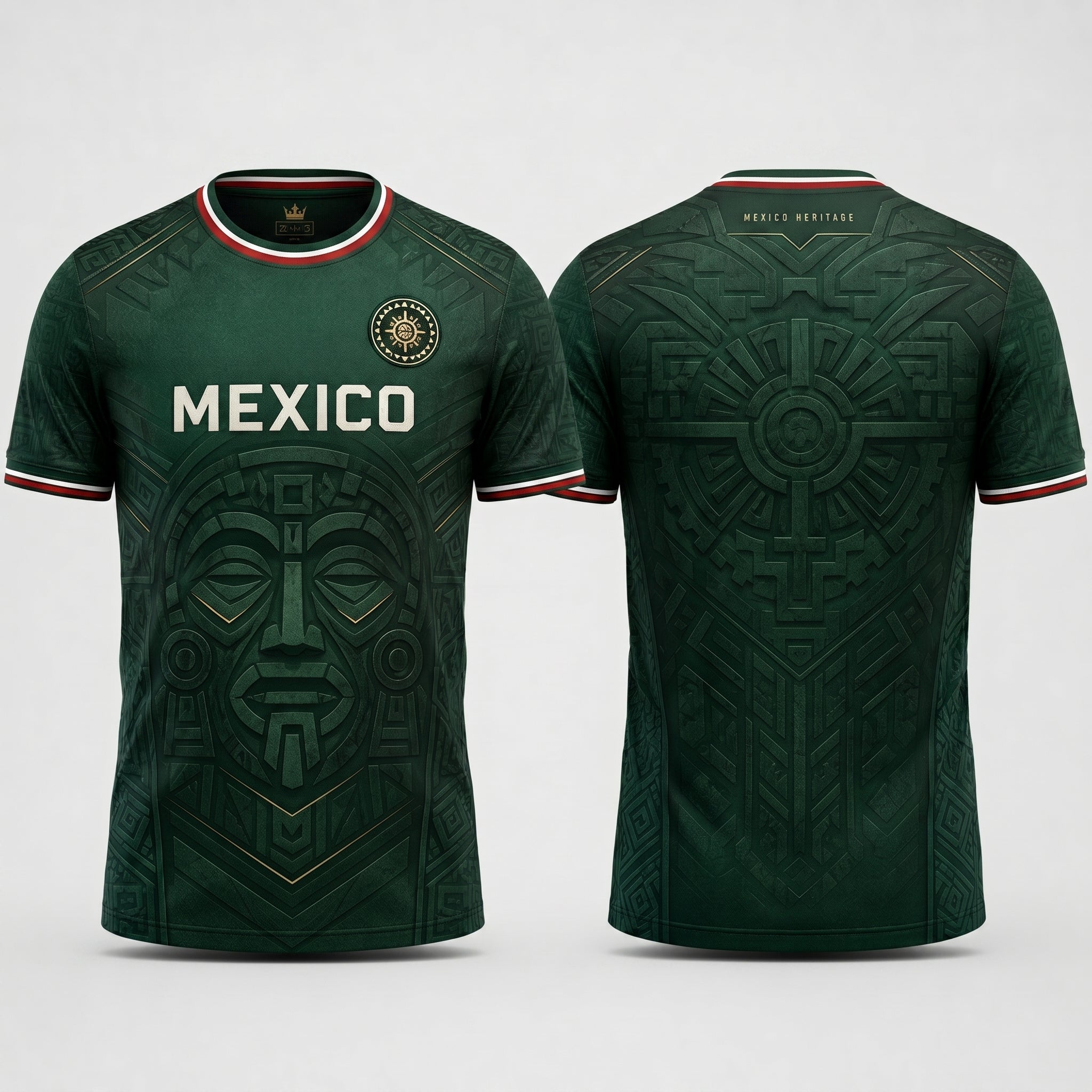 Mexico Aztec Heritage Hoodie for Men – Green Obsidian Mask Football Fan Sweatshirt, Mexican Pride Gift Hoodie