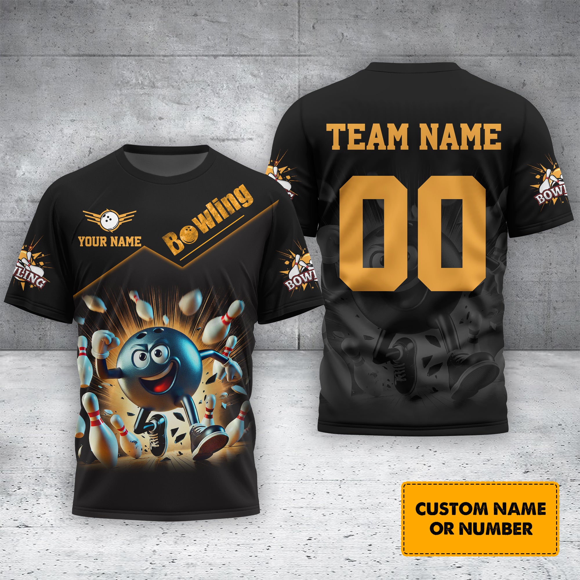 Personalized Name & Team Strike Bowling 3D Polo Shirt, Bowling T-Shirt, Gift For Bowler