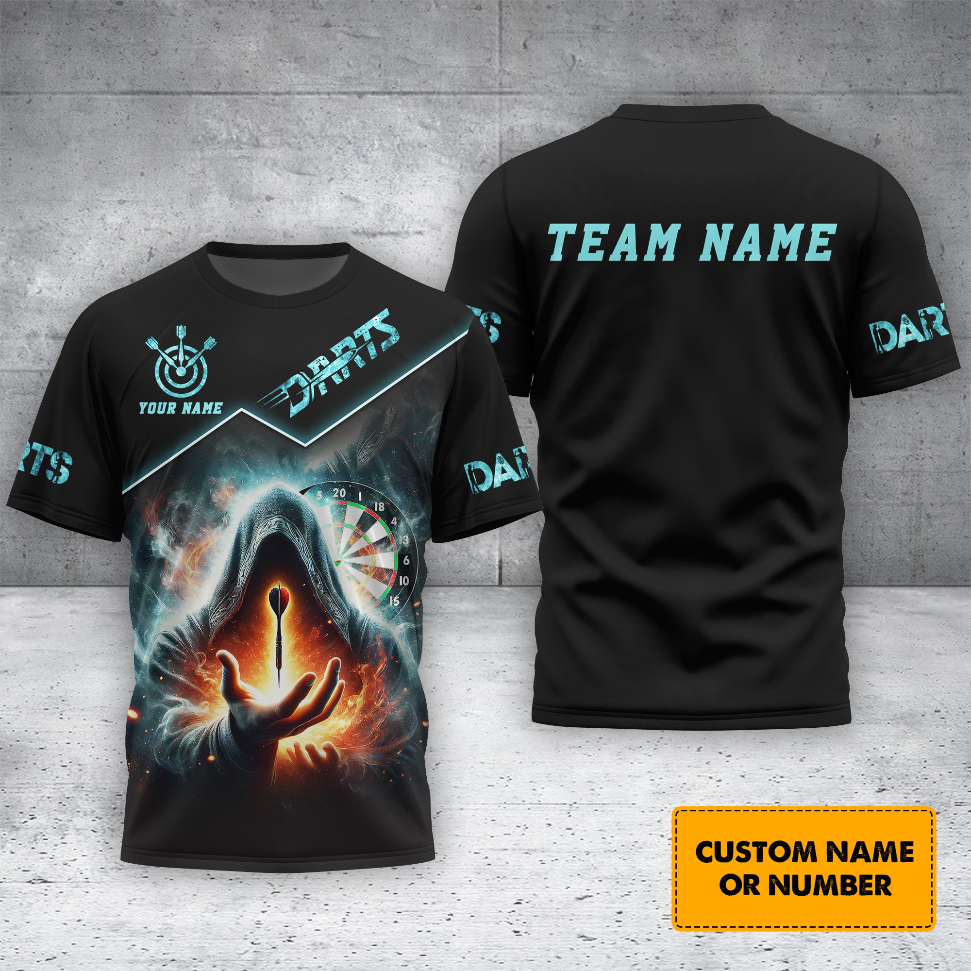 Custom Name & Team Name 3D Darts T-Shirt, T-shirt For Darts Player, Darts Shirts, Gift For Darts Lovers