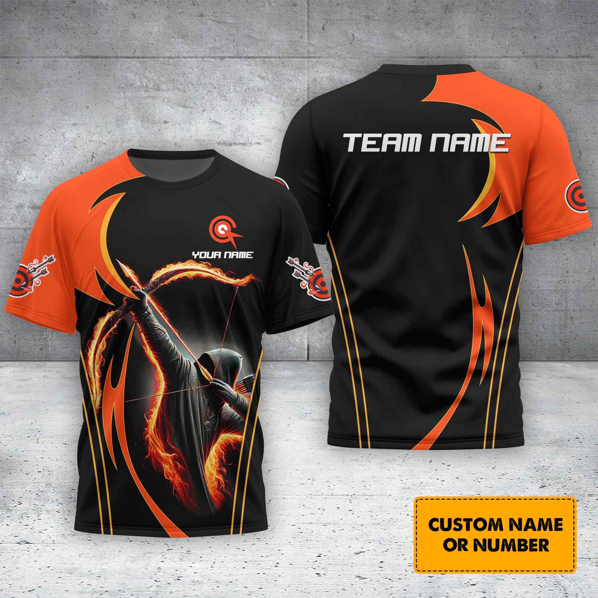 Archery Bow with Fire Personalized Name 3D t-shirt, Gift For Archer, Lover Sport