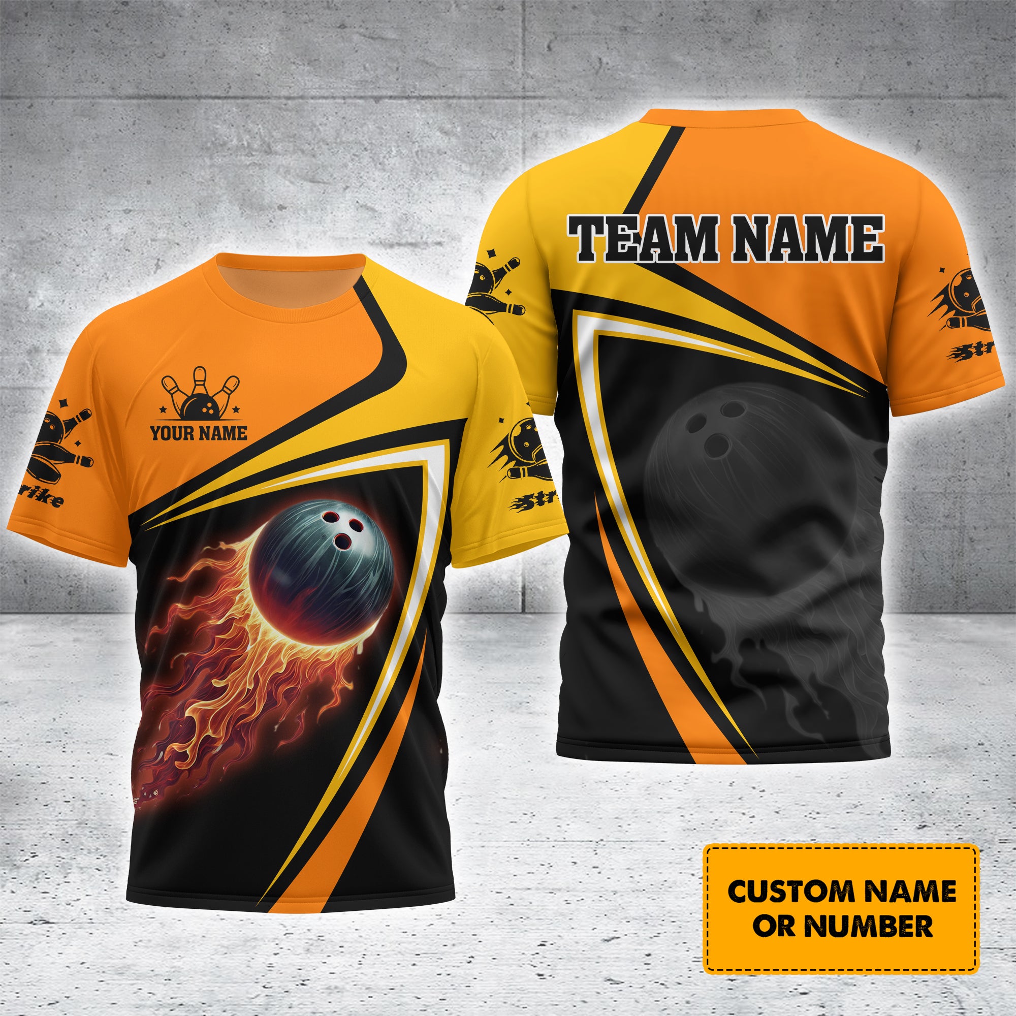 3D Customized Bowling T-shirt Fireball, Gift for Bowler