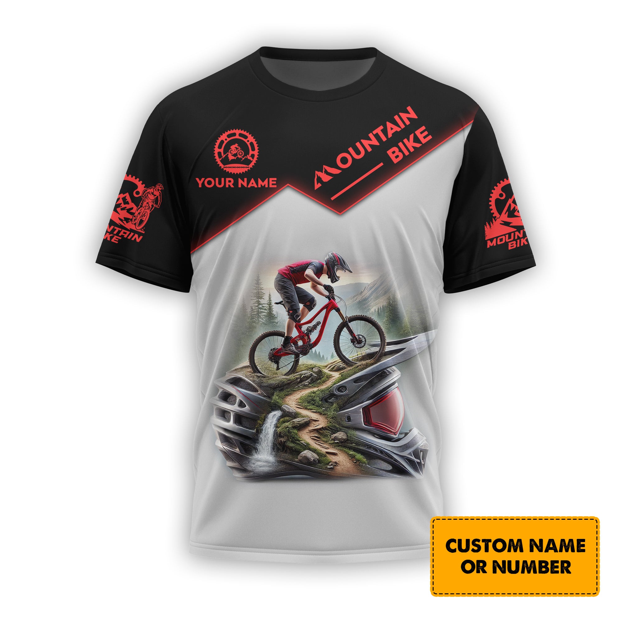 Custom Name Mountain Bike 3D T-Shirt, Mountain Bike Polo Shirt, MTB Zipper Hoodie, Lightweight Sportswear, Personalized MTB Apparel, Gift for Cyclists