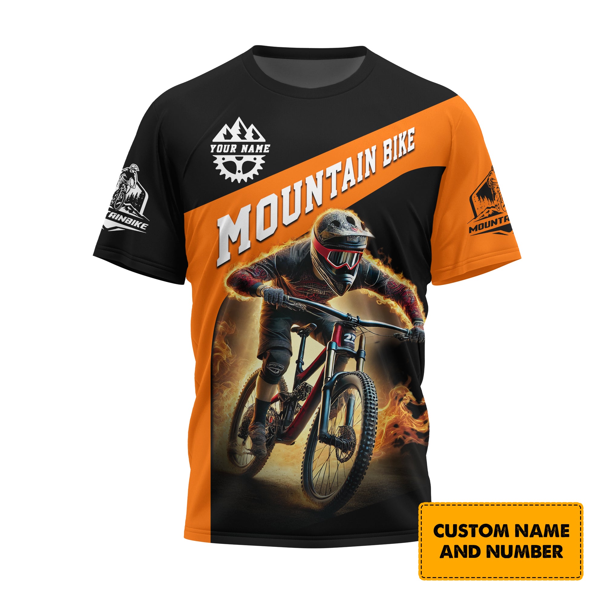 Custom Name Mountain Bike 3D T-Shirt, MTB Polo Shirt, Personalized MTB Apparel, Gift for Cyclists
