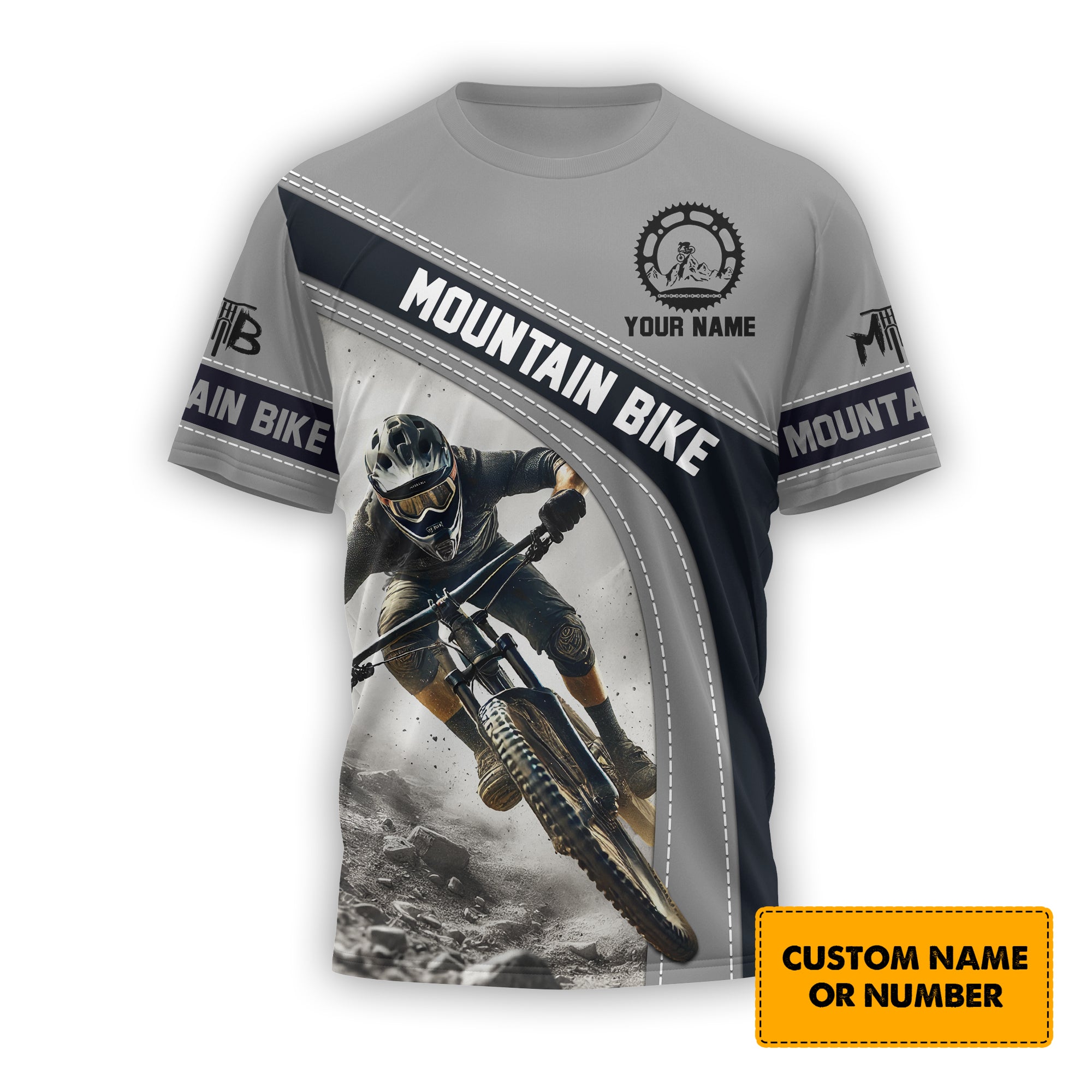 Custom Name Mountain Bike 3D T-Shirt MTB, MTB Polo Shirt, Personalized MTB Apparel, Gift for Cyclists