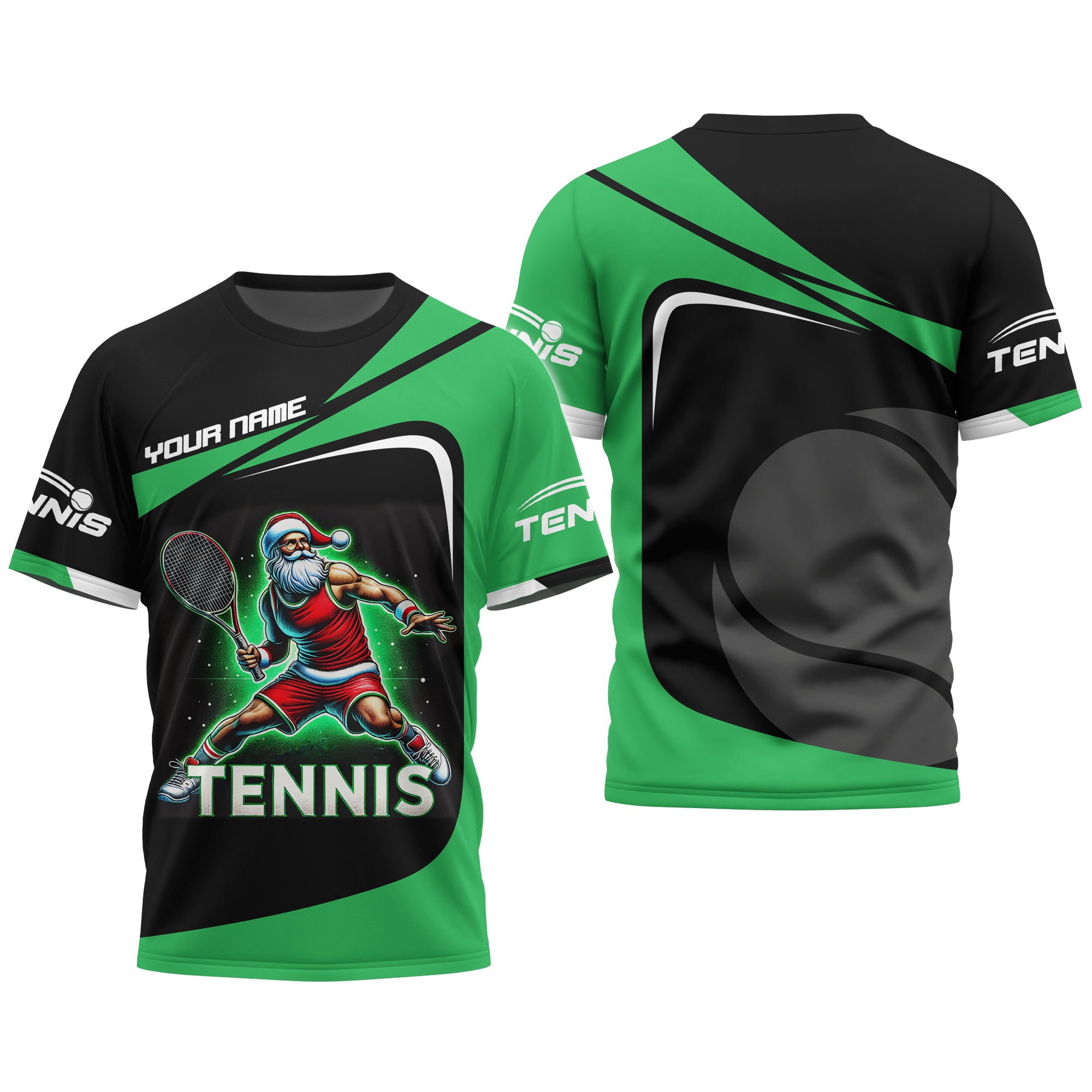 Custom Christmas Tennis T Shirt Santa 3D Design Lightweight Sportswear Personalized Team Apparel