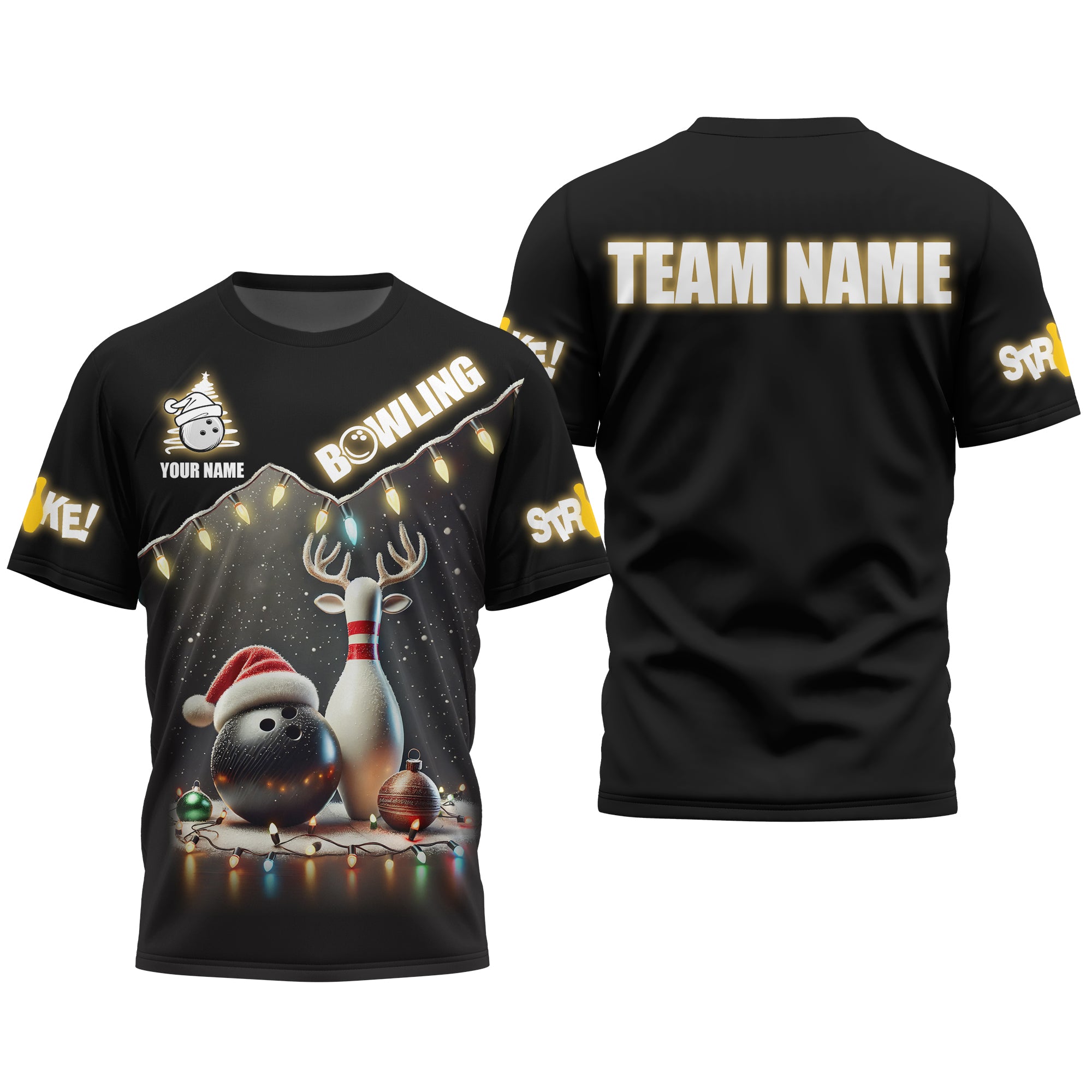 Custom Bowling T Shirt Personalized Team Apparel 3D Design Gift for Bowlers