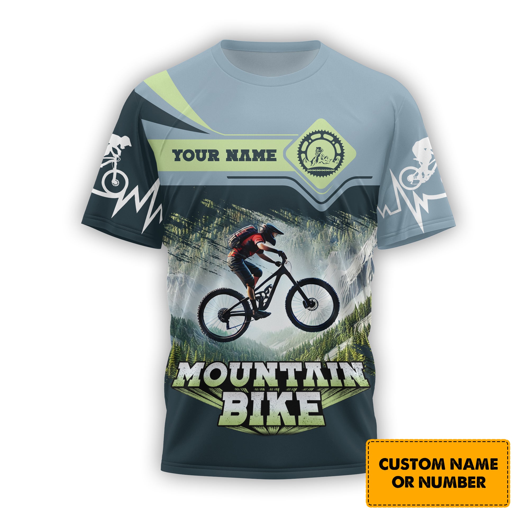 Custom Mountain Bike T Shirt With Adventure Rider Design, Lightweight Sportswear, Personalized MTB Apparel, Gift for Cyclists