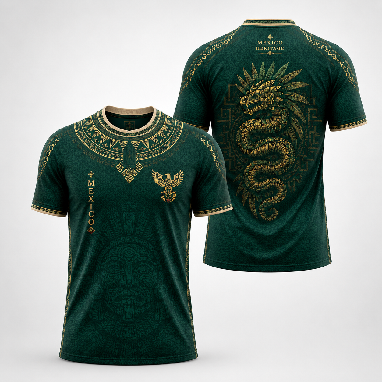 Mexico Heritage Soccer Jersey for Men – Aztec Quetzalcoatl Ancient Pride Football Shirt