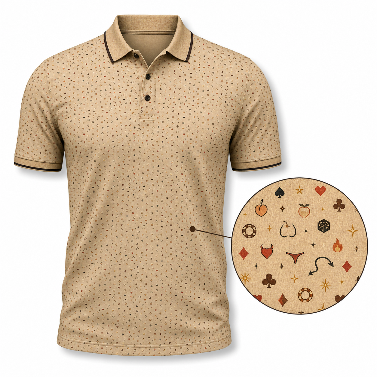 Funny Casino Polo Shirt for Men – Bachelor Playboy Vibe Vegas Party Polo, Hidden Adult Humor Poker Night Shirt