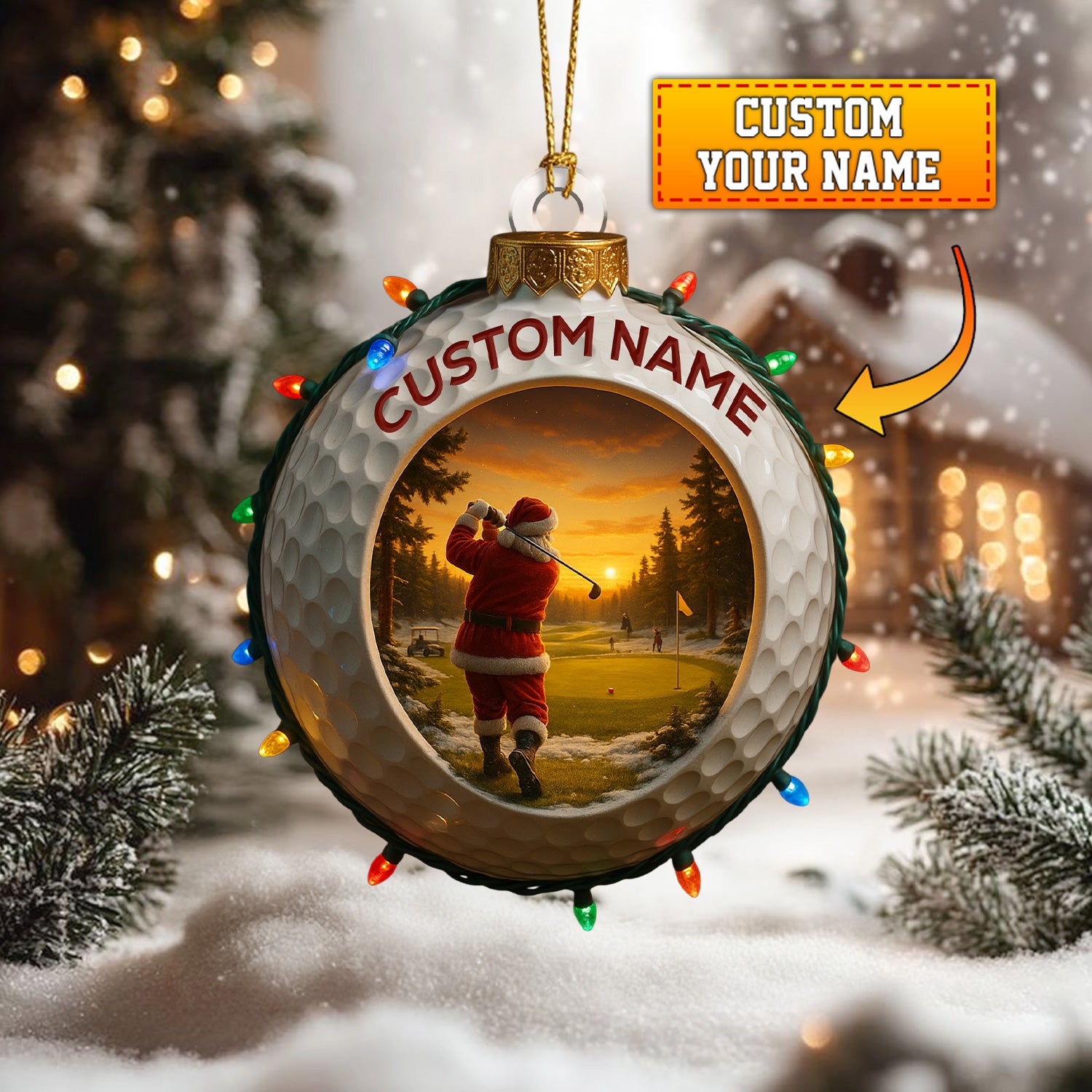 Personalized Golf Ball Christmas Ornament, Santa Golfer Custom Name Ornament, Golf Lover Holiday Decor, Funny Golfing Santa Xmas Gift for Men