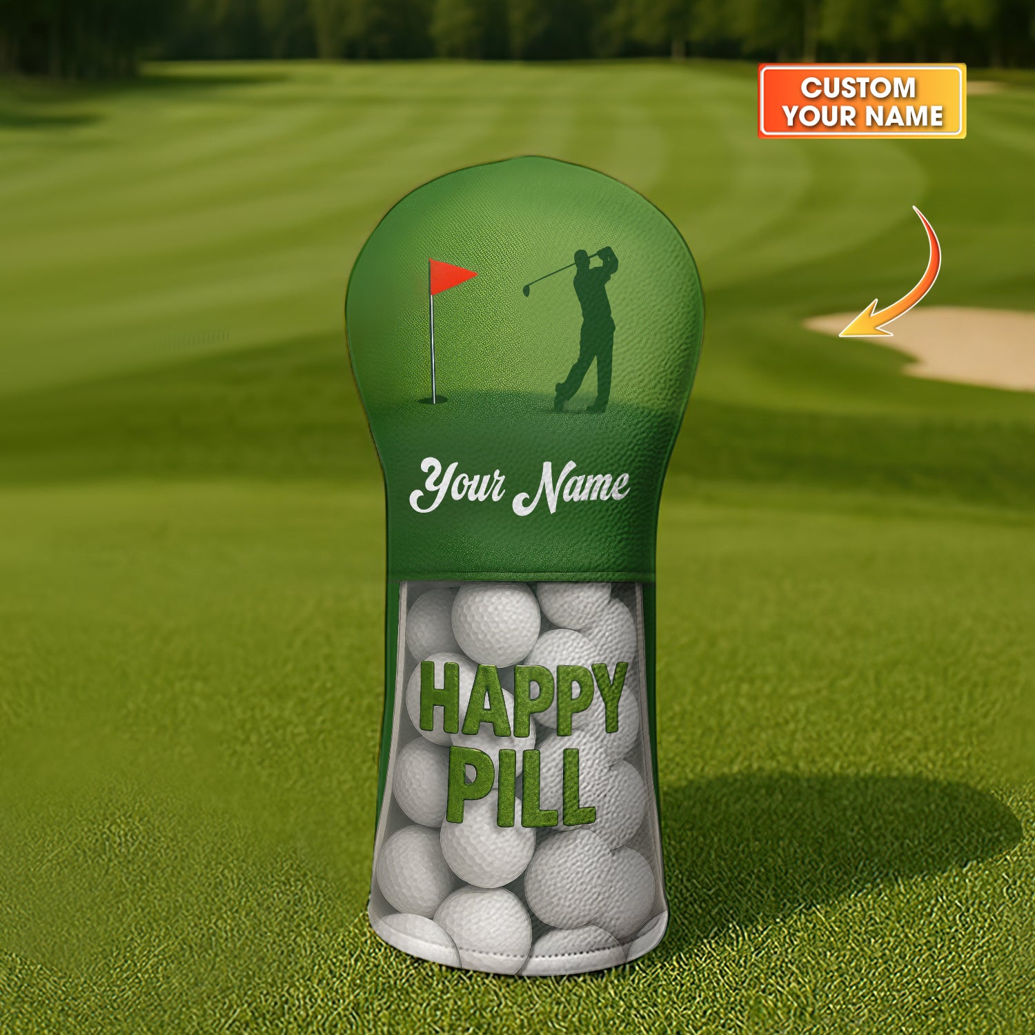 Happy Pill Head Cover, Custom Golf Head Covers, Best Gift For Golfers