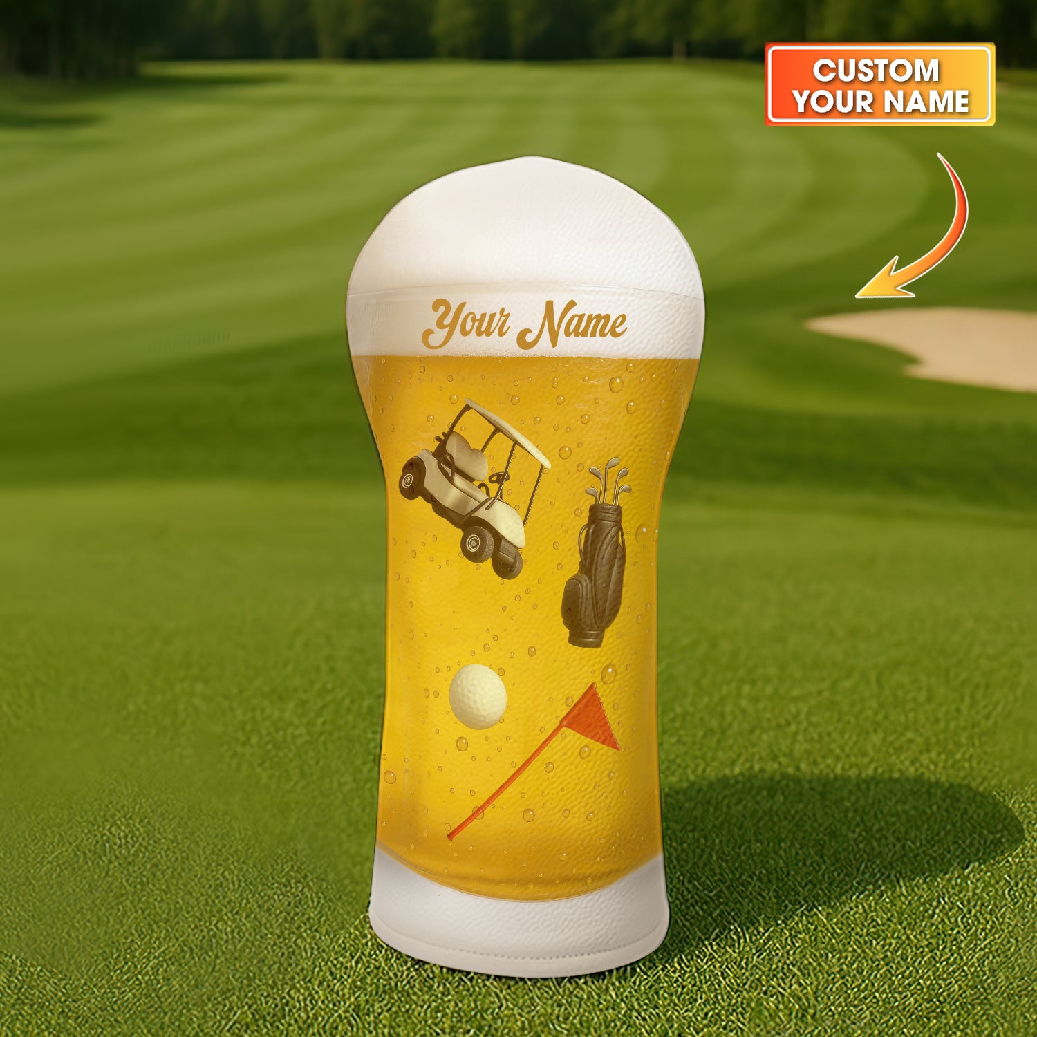 Custom Beer Golf Head Cover, Funny Golf Cart And Beer for Golf Lovers, Golf Gift For Men's