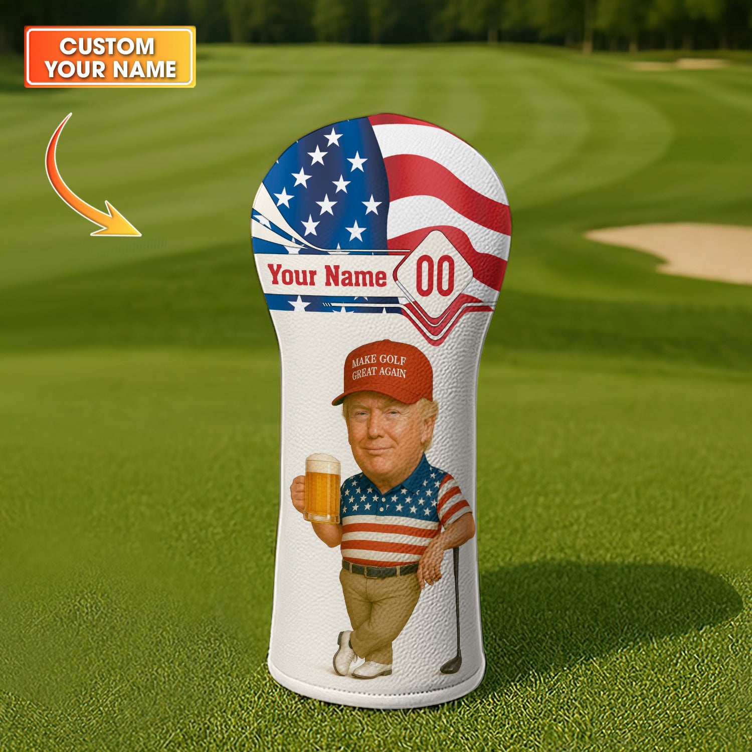 Funny Trump Golf Head Cover, Golf And Beer Head Cover, Custom Golf Head Covers, Best Gift For Golfers