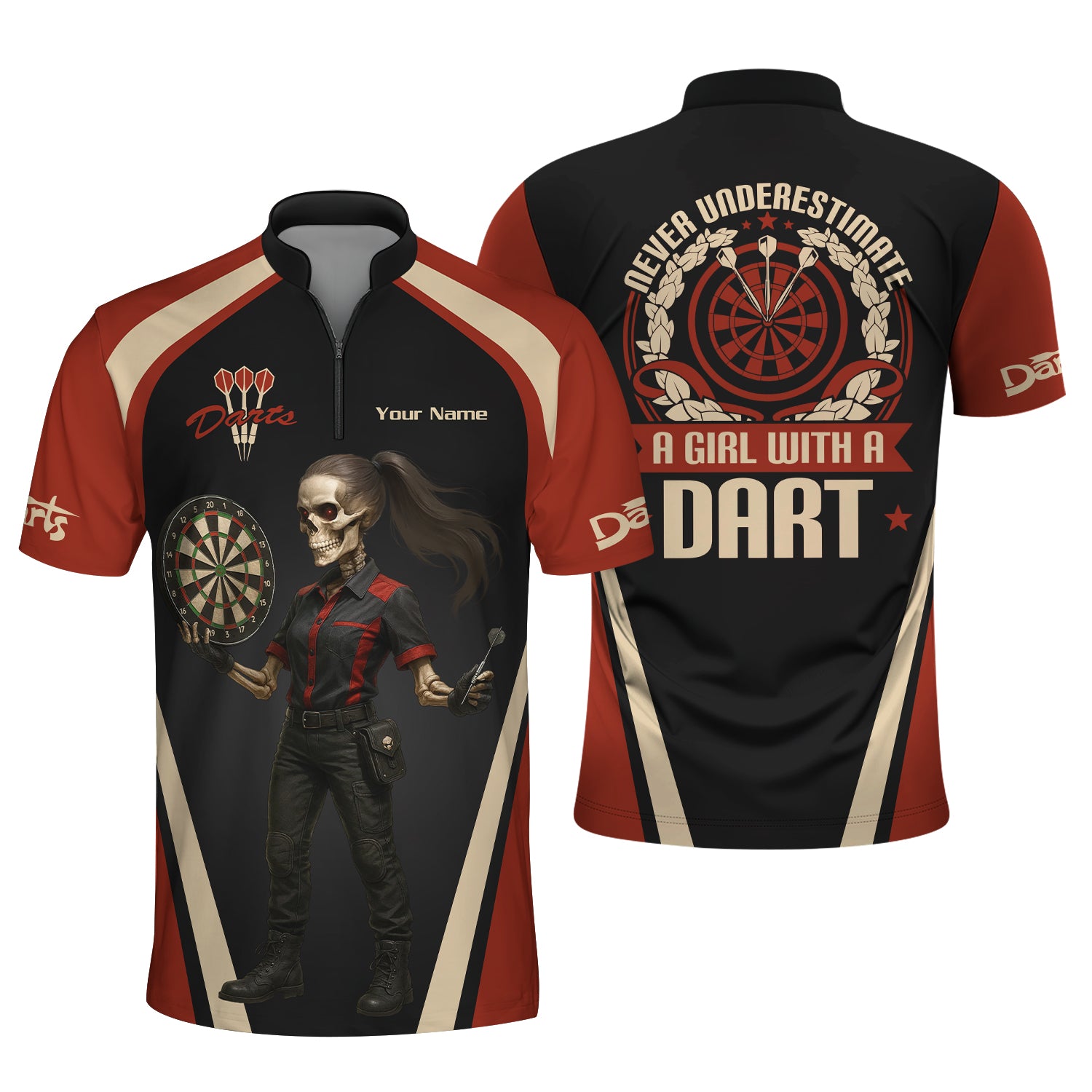 Never Underestimate a Girl with a Dart Shirt, Custom Darts Polo Shirts, Darts Jerseys