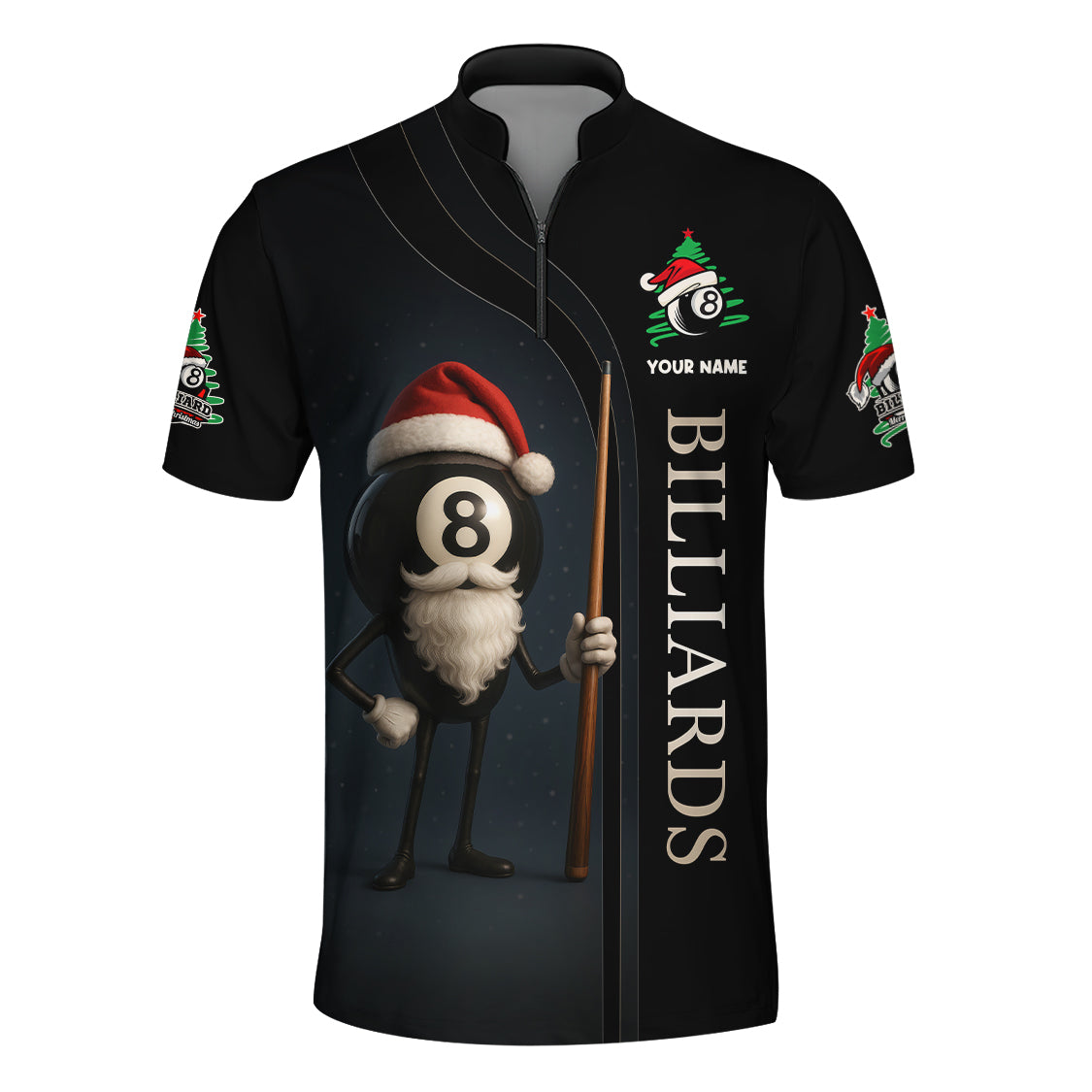 Personalized Billiard Shirt, Billiards Christmas For Pool Players, 8 Ball Shirt For Men With Custom Name