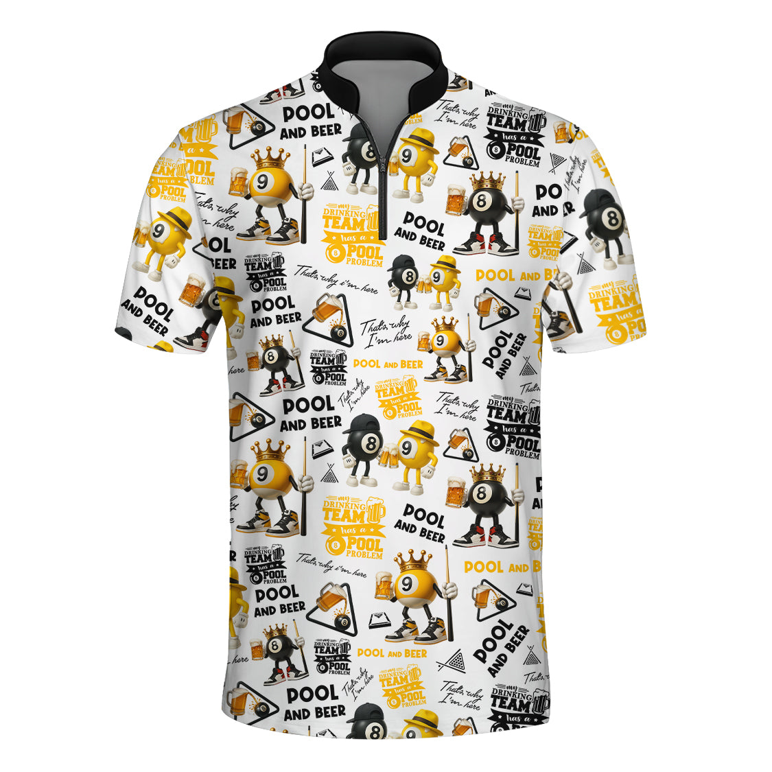 Pool & Beer “My Drinking Team Has a Pool Problem” Custom Name 9-Ball Billiards Jersey, Gift for Billiards Players