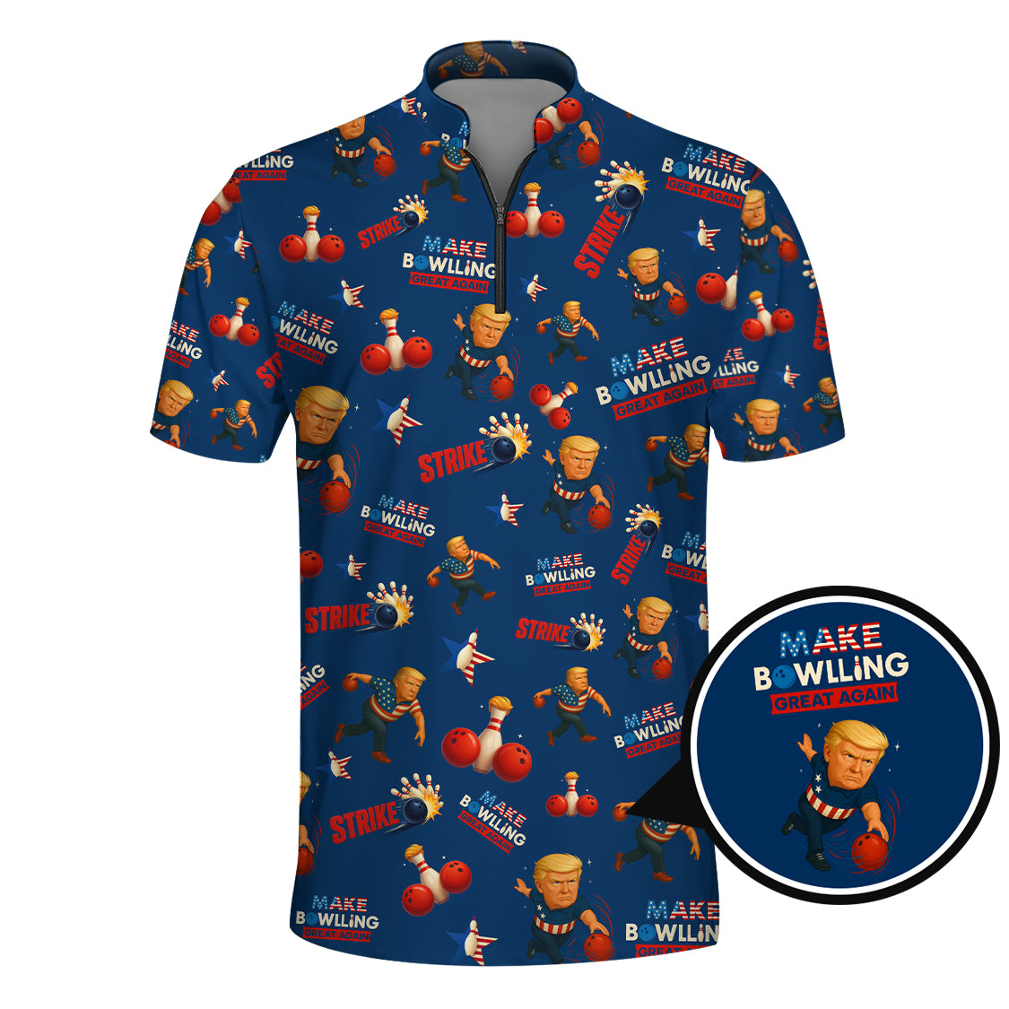 Make Bowling Great Again Trump Shirt, Pattern Bowling Shirt For Bowlers, Bowling Jersey For Men