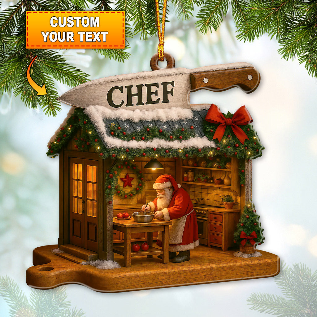 Personalized Chef Ornament, Custom Santa Chef Ornament, Chef Christmas Ornaments, Gift For Cooking Lover