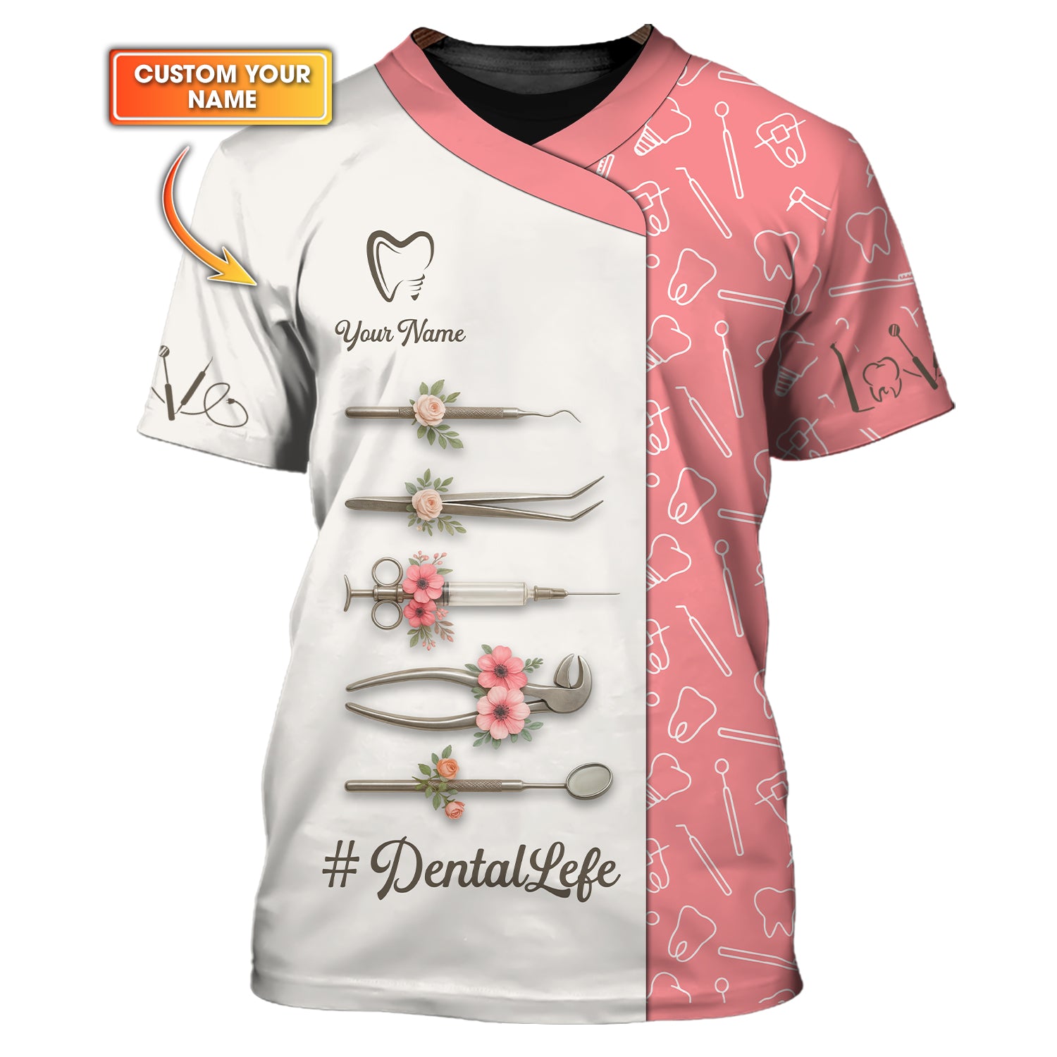 Personalized Dental Shirt, Custom Name Uniform Dentals For Dentist And Dental Assistants