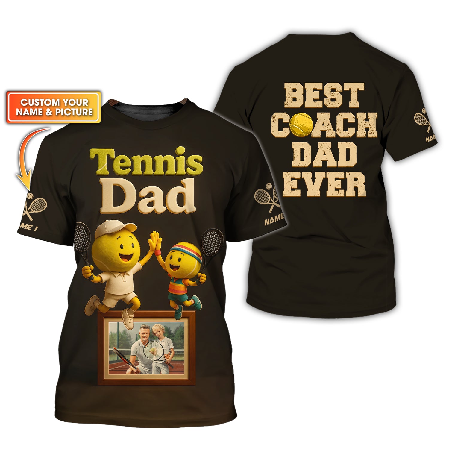 Custom Tennis Shirt, Best Dad Ever, Coach Dad, Personalized Photo Gifts Tennis Polo, Custom Photo Tennis Gifts