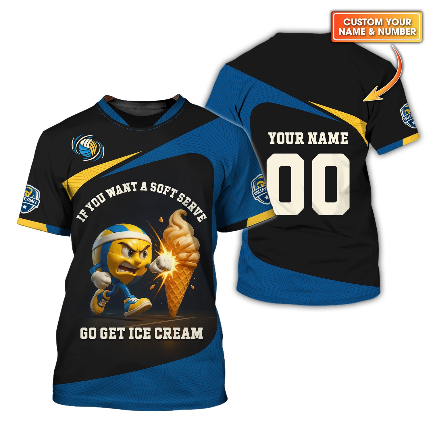 Volleyball Shirt – If You Want A Soft Serve Ice Cream – Funny Custom Jersey for Competitive Volleyball Players