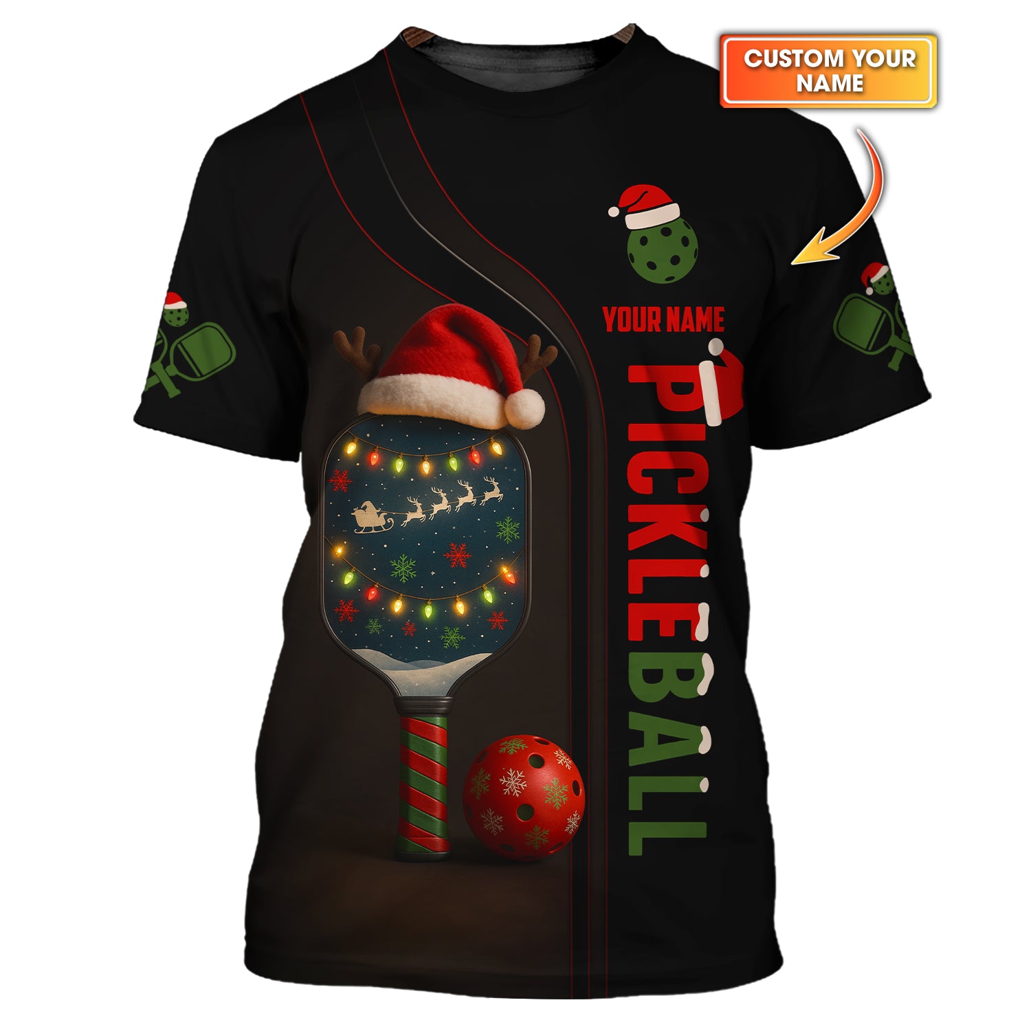 Custom Name Christmas Pickleball Shirt, Personalized Pickleball Shirt, Funny Pickleball Shirt For Men