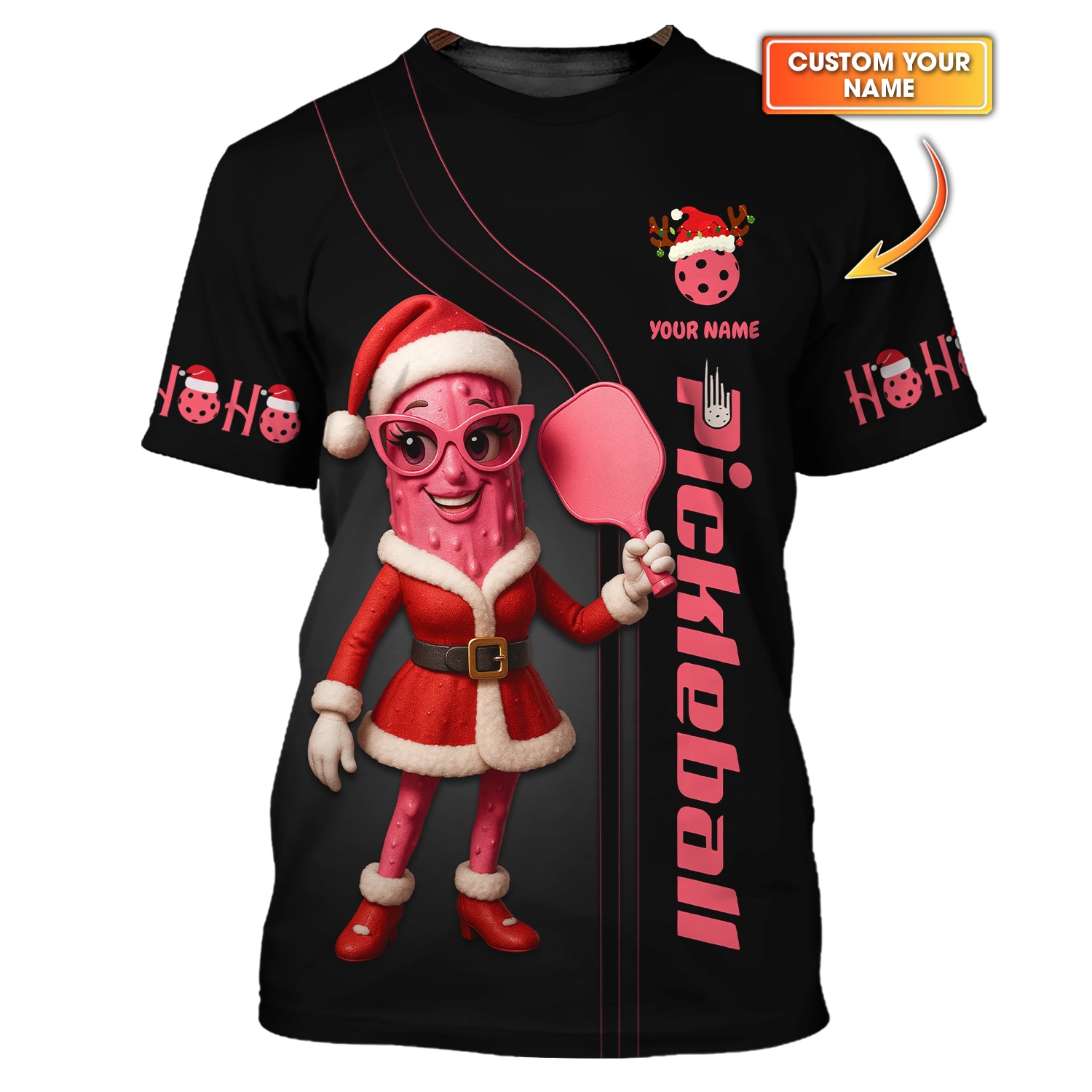 Personalized Women Pickleball Shirts, Christmas Pickleball Shirt With Custom Name, Funny Pickleball Shirt