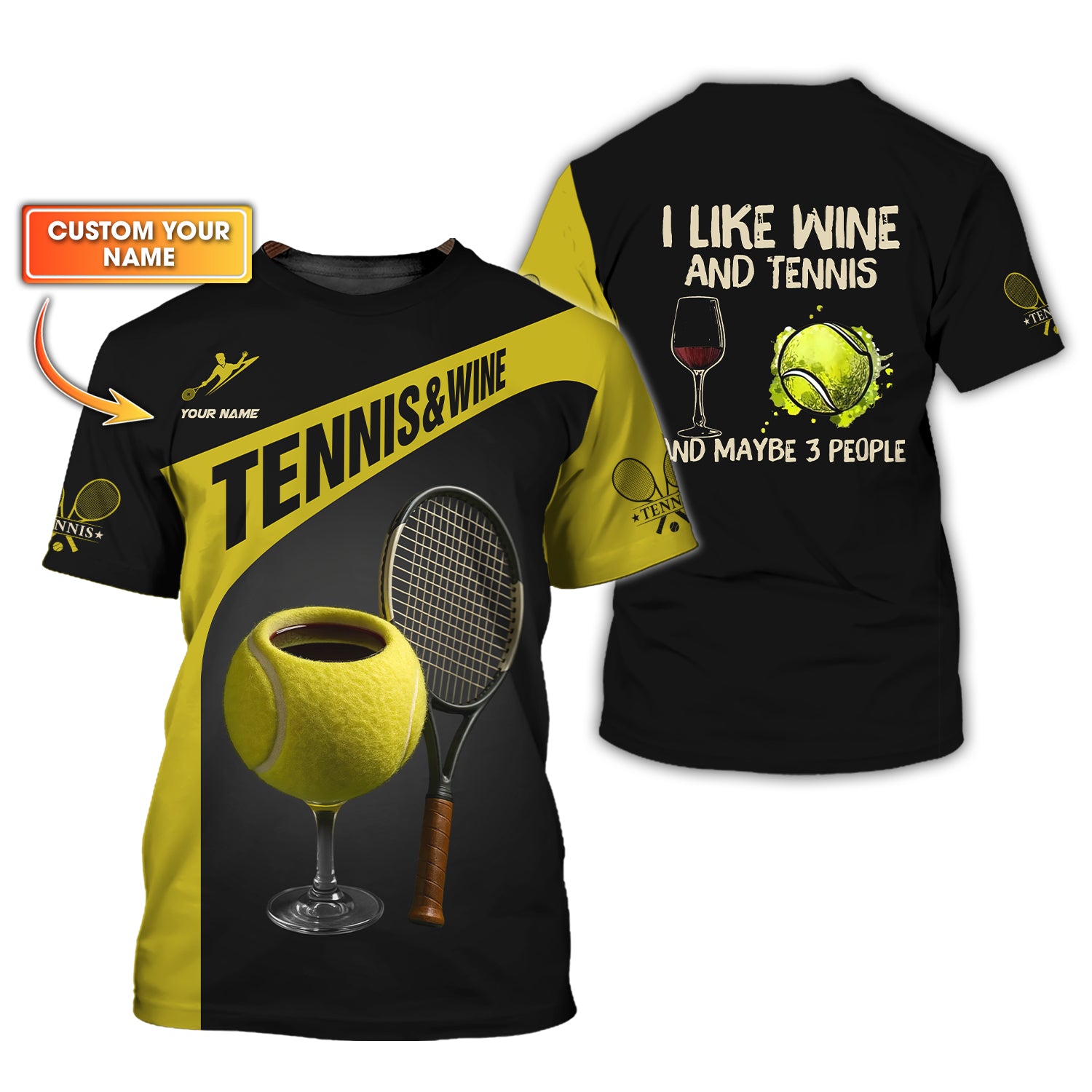 Custom Tennis T Shirt, I Like Wine and Tennis Shirts Gift For Women