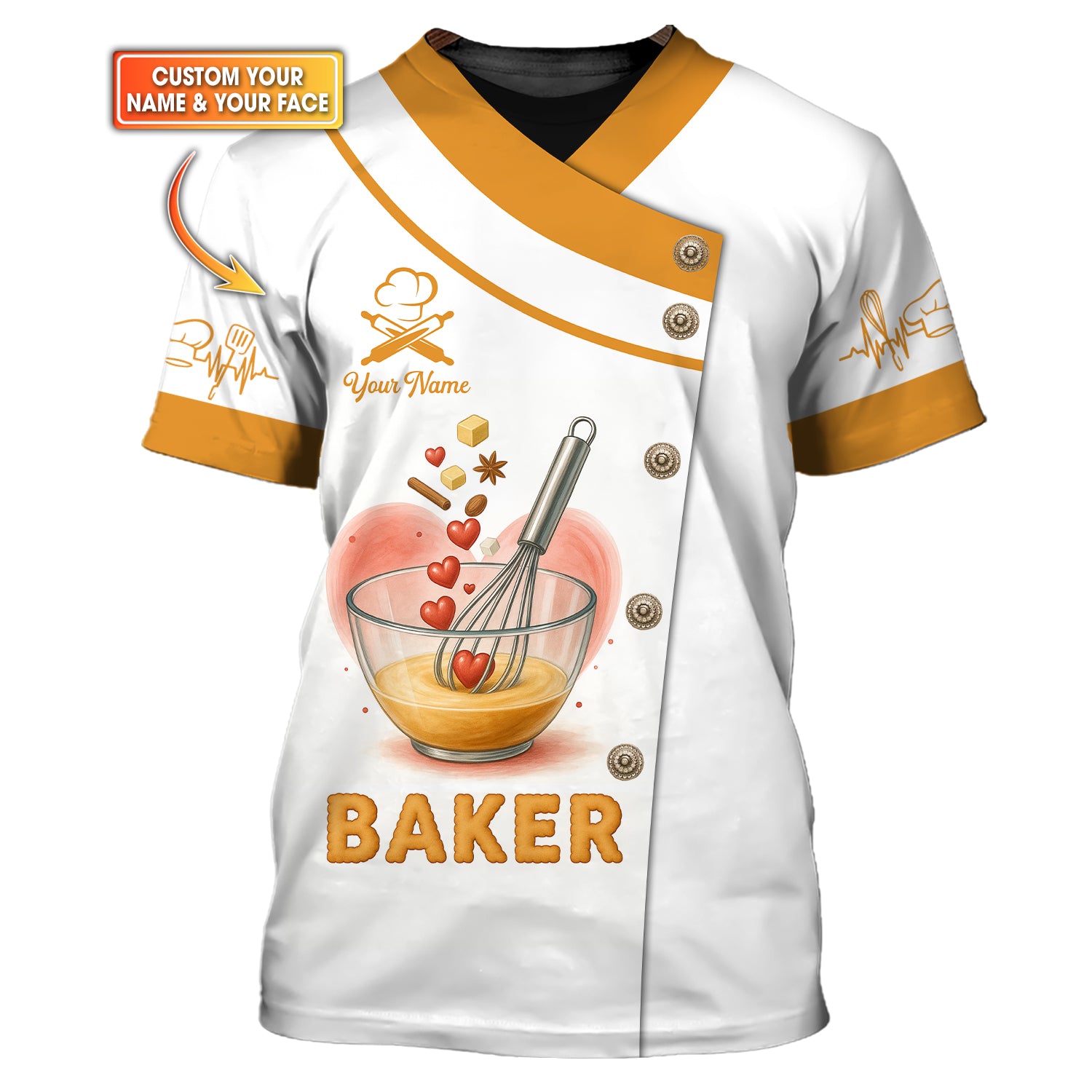 Custom Name Baker Uniform, Personalized Baker Shirt, Gift For Bakery