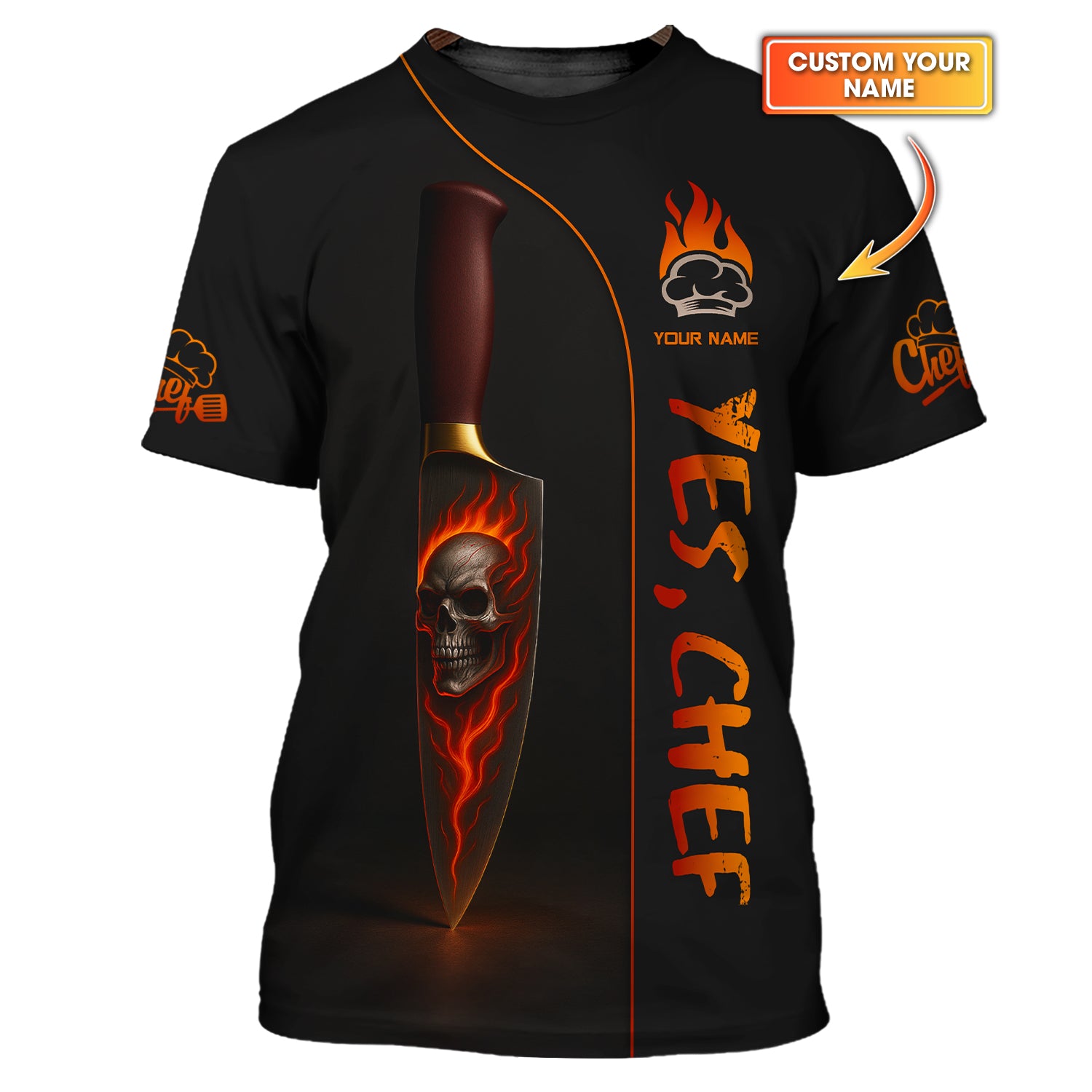 Knife Cooking Chef Shirt - Personalized Name Gift For Chef Lovers - Chef Cooking Custom T-Shirt