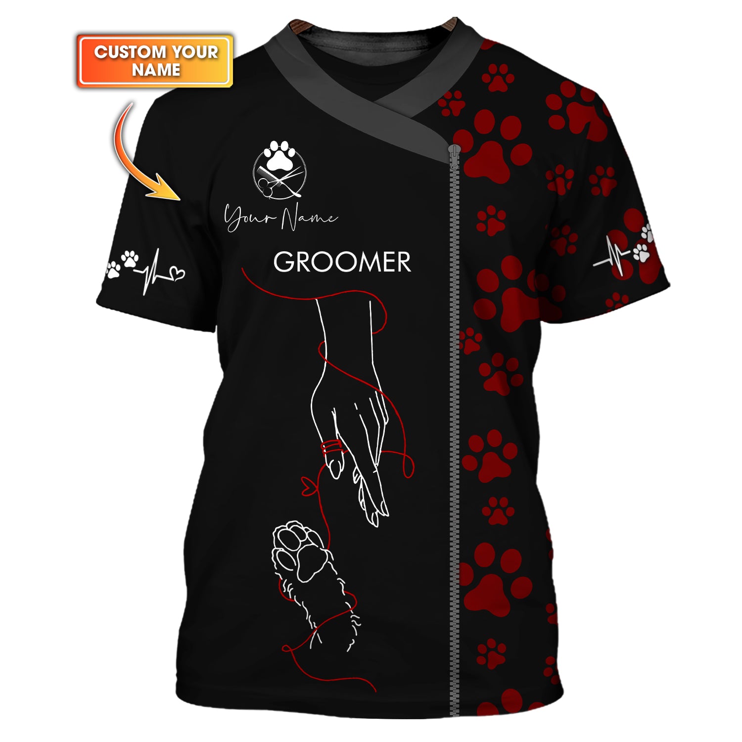 Custom Name Groomer Uniform, Personalized Pet Grooming Shirt, Perfect Gift for Dog and Cat Groomers