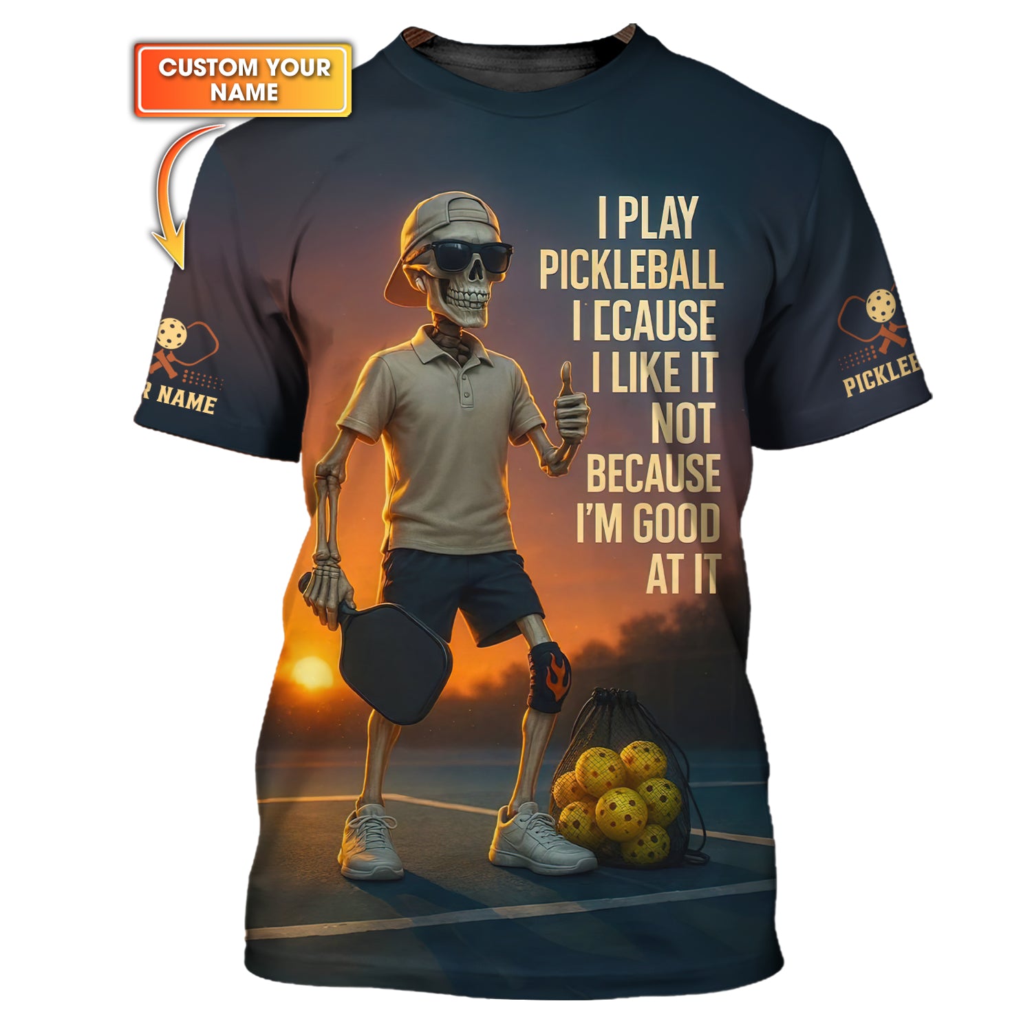 Custom Funny Pickleball Shirt Navy, Skeleton Pickle ball Shirt for Men, Pickleball Gift for Players