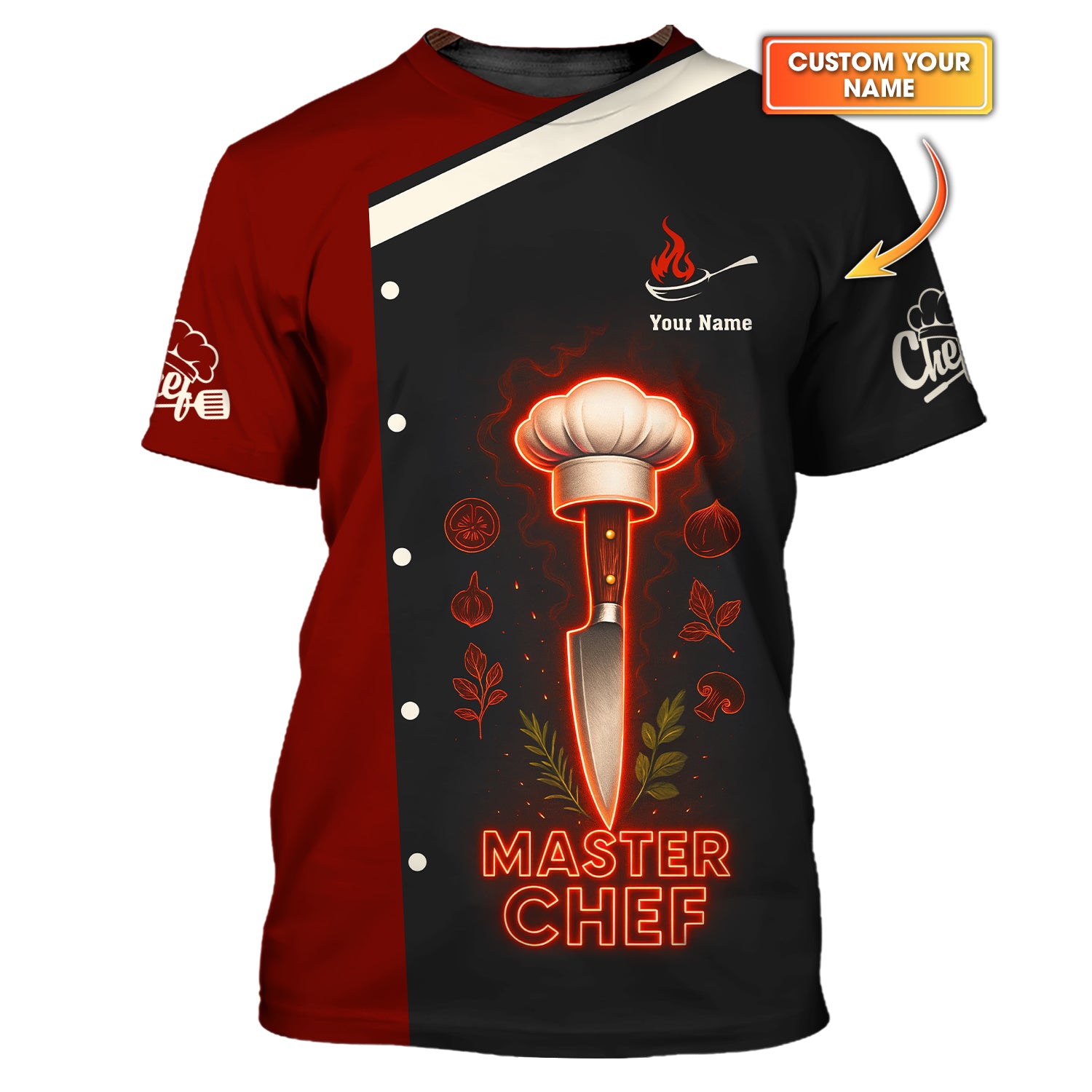 Personalized Chef Uniform, Knife Chef 3D Shirt, Chef Shirt For Cooking Lovers