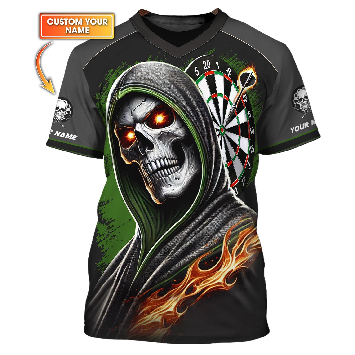 Custom Name Grim Reaper Darts T Shirt, Personalized Darts Shirts, Gift For Darts Lovers