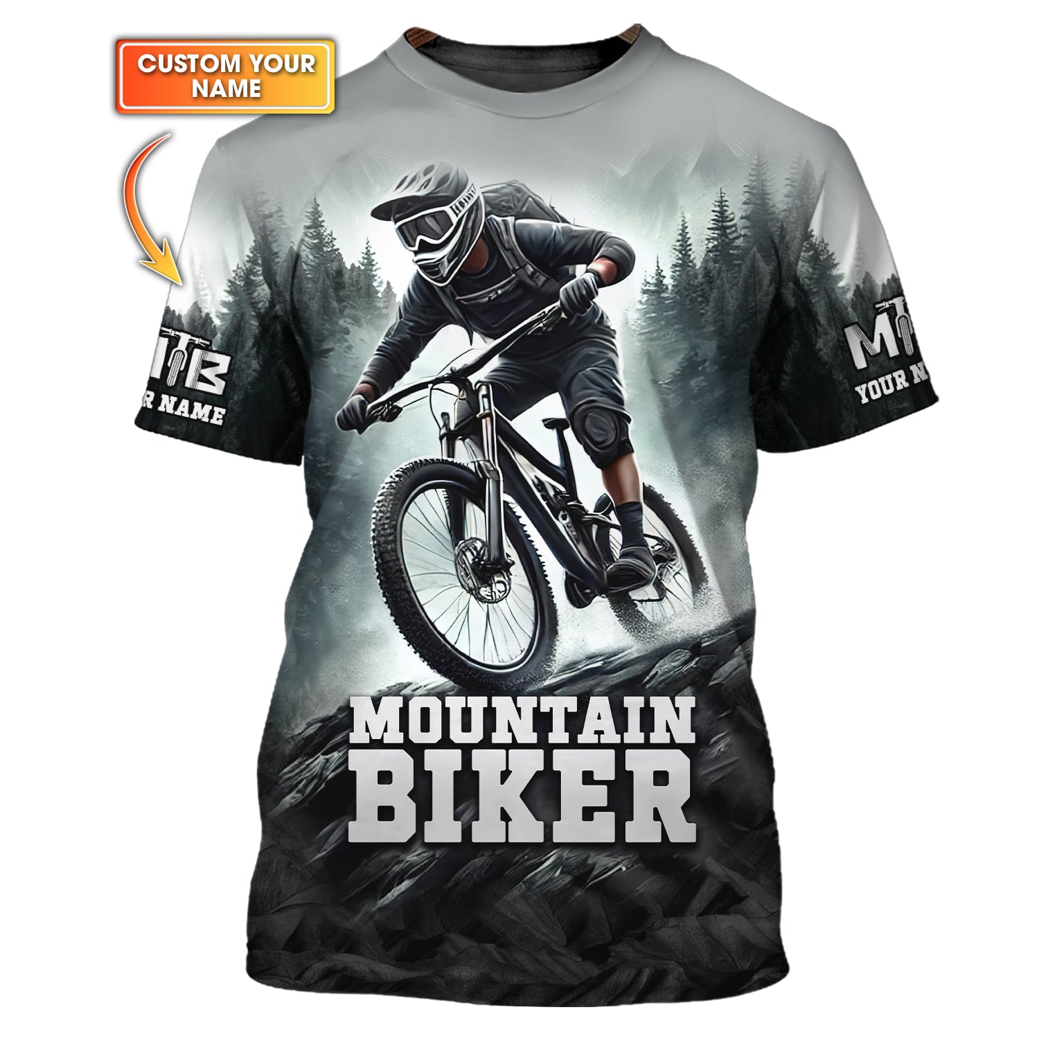 Custom Mountain Bike Adventure T Shirt, MTB Cycling Shirts, Presents For Cyclists