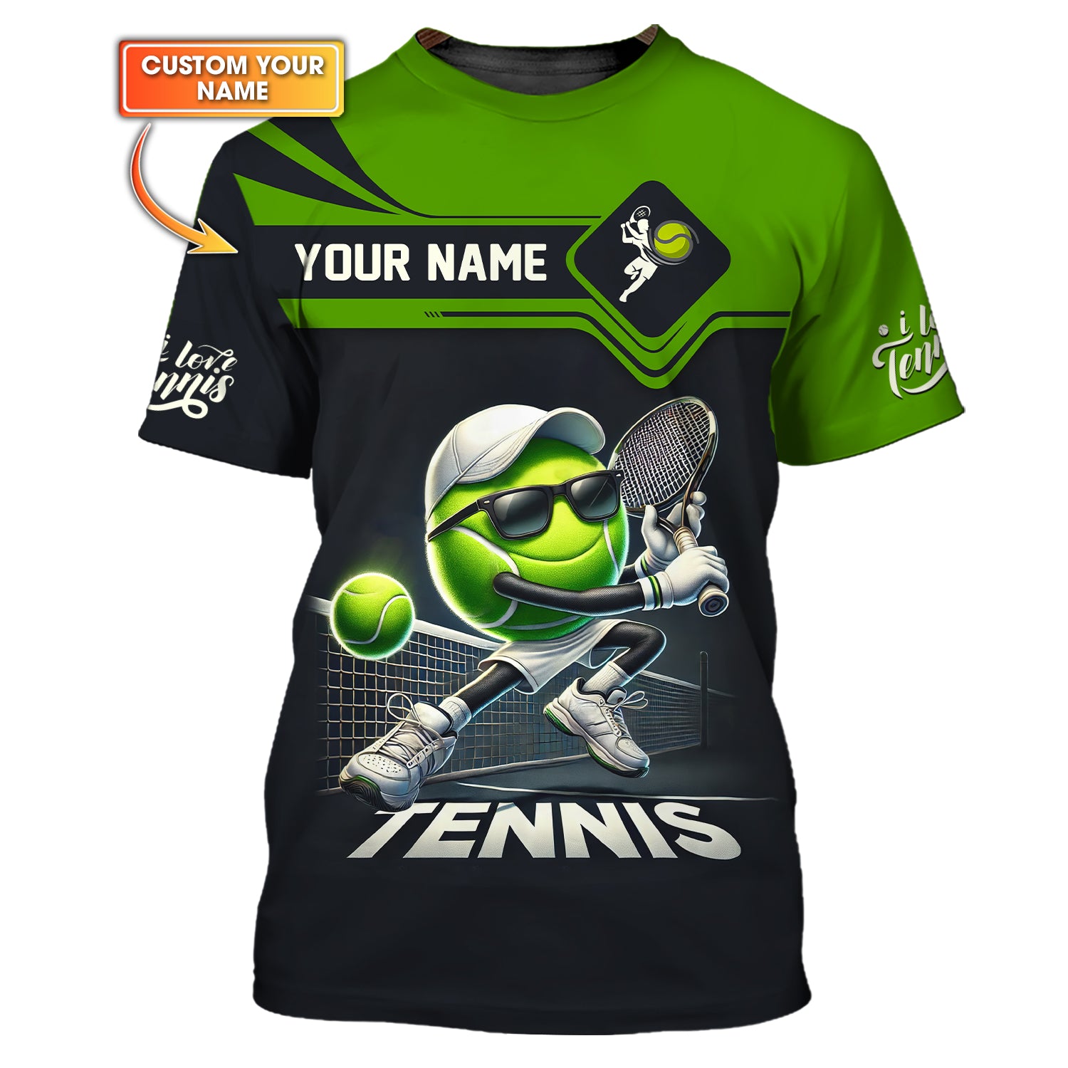 I Love Tennis Design Shirts, Custom Funny Tennis T Shirt, Gift for Tennis Players