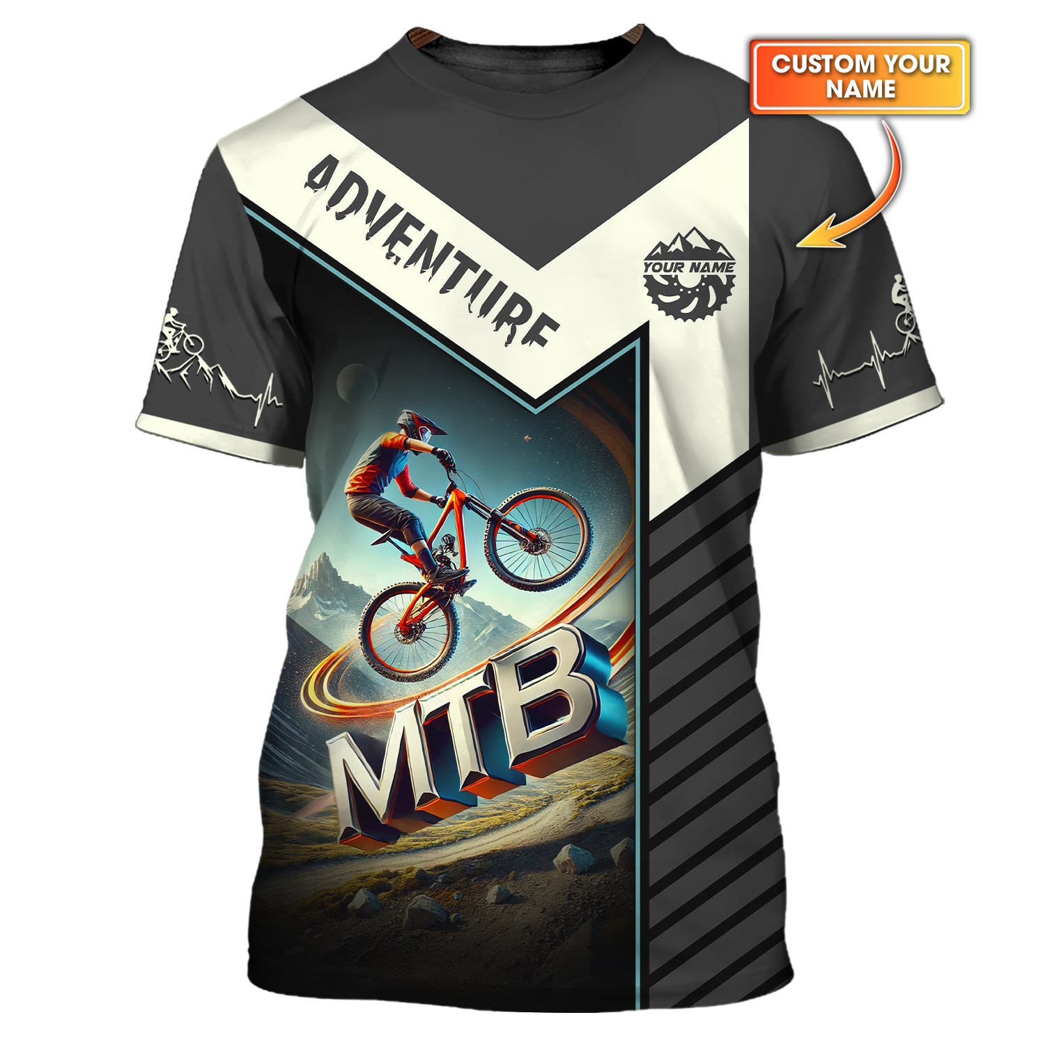 Custom Mountain Bike T Shirt, Adventure Jersey MTB Cycling Shirts, Presents For Cyclists