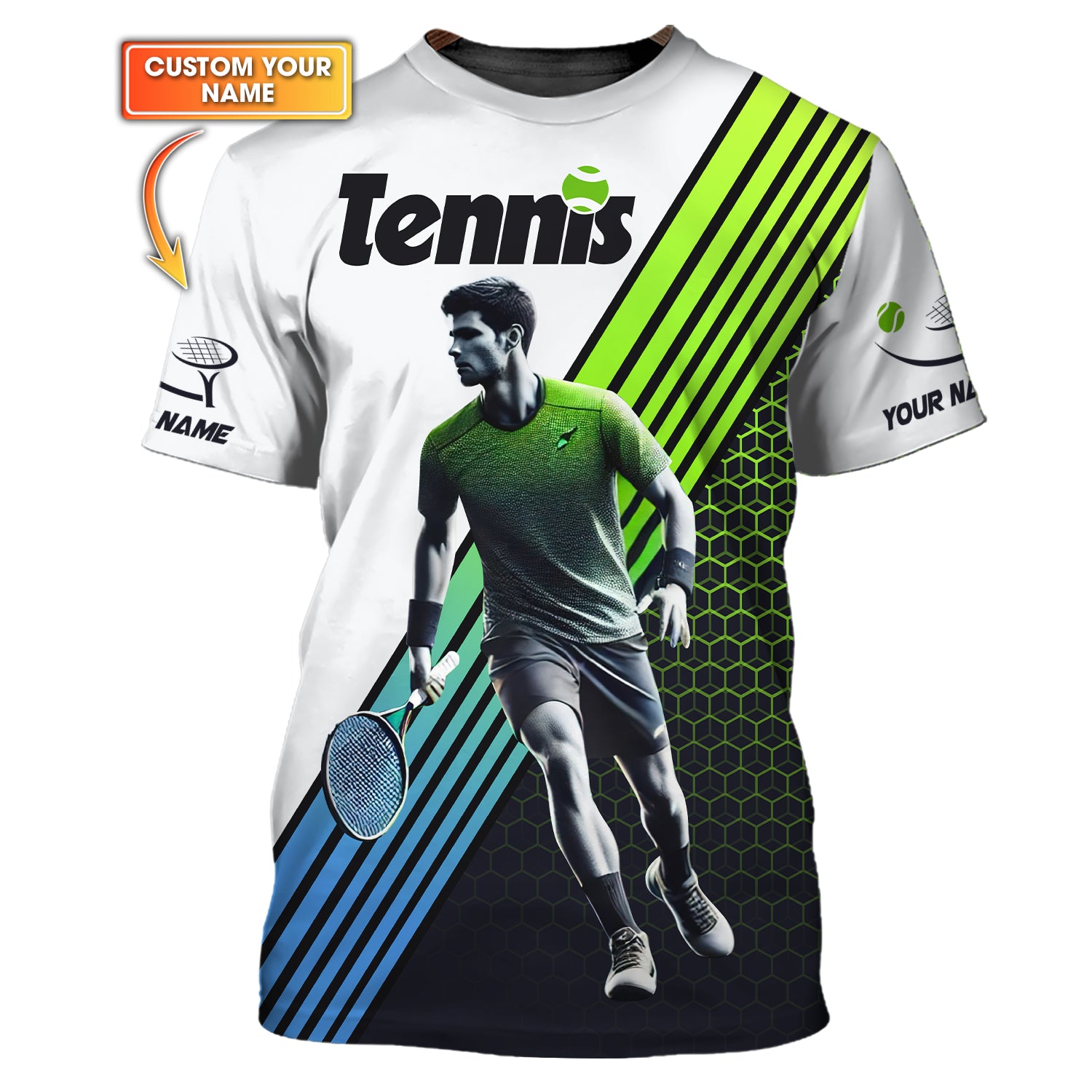 Custom Name Tennis T Shirts, Men Player Tennis T Shirt, Gift for Tennis Players