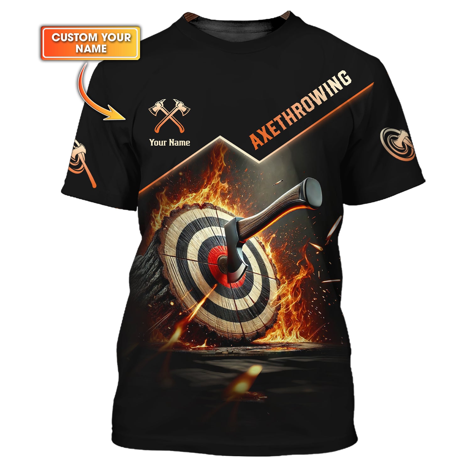 Custom Axe Throwing Target Fire T-Shirt, Gift for Axe Throwing Players