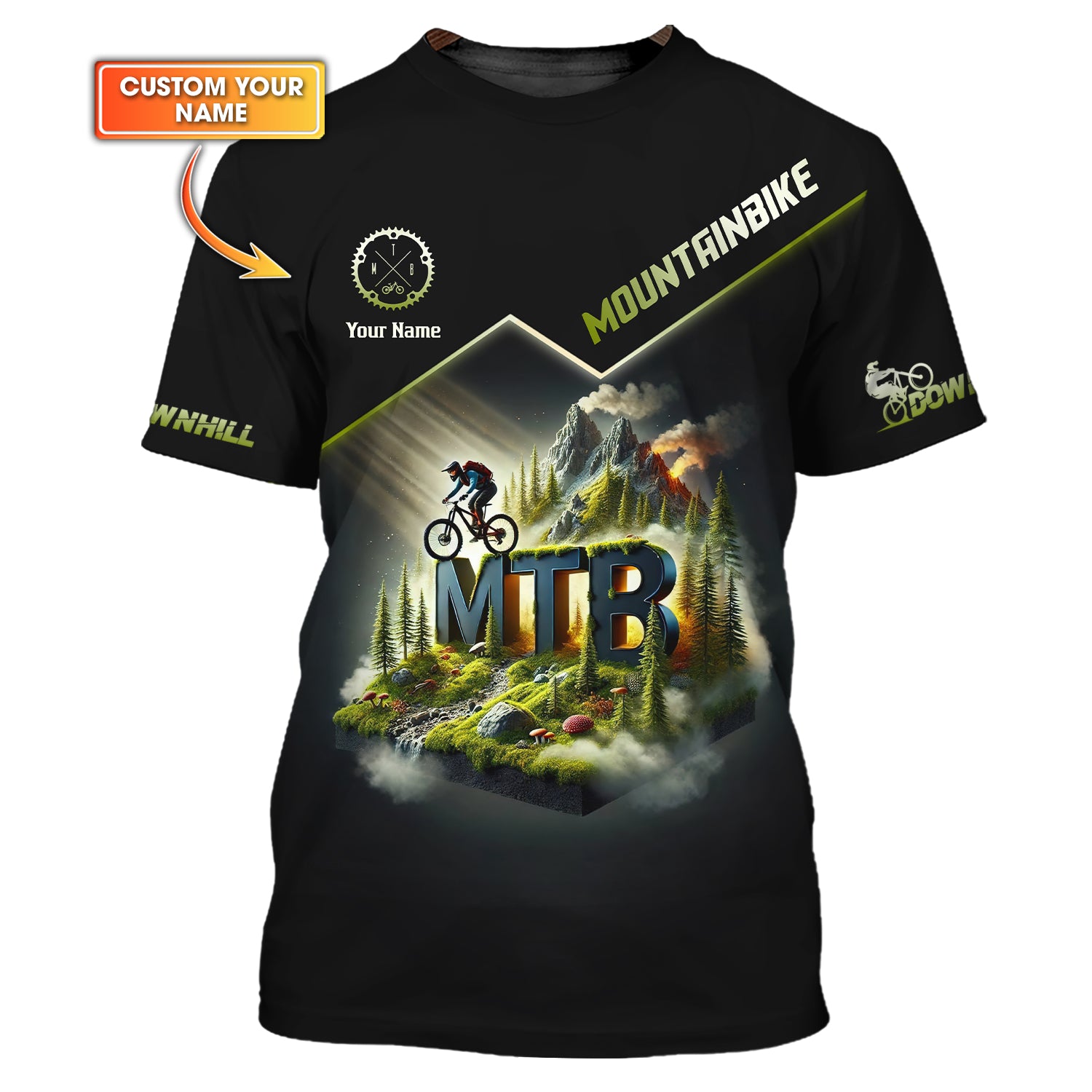 Custom Name Mountain Bike Downhill T-shirt, MTB Polo Shirt, Custom mtb Jersey, Gift for Cyclists