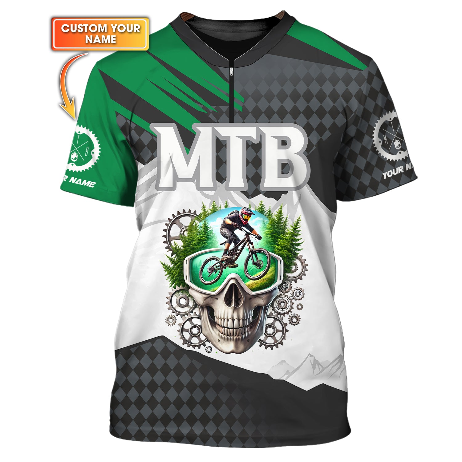 Custom Name Mountain Bike T-shirt, Unisex Shirt, MTB Polo Shirt, Custom mtb Jersey, Gift for Cyclists