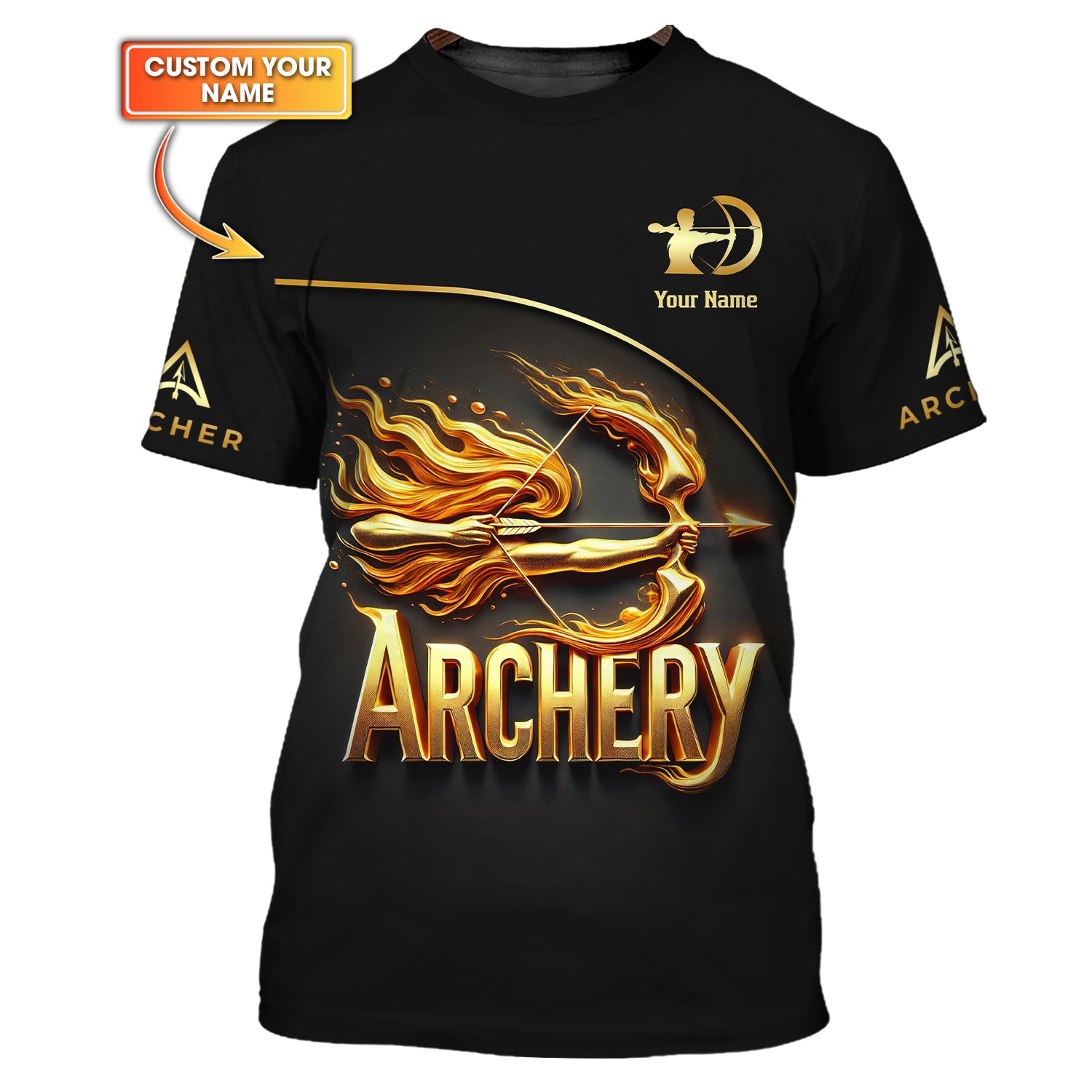 Custom Name Archery T-Shirt with 3D Archer, Archery Polo Shirts, Lightweight Sportswear, Gift for Archers