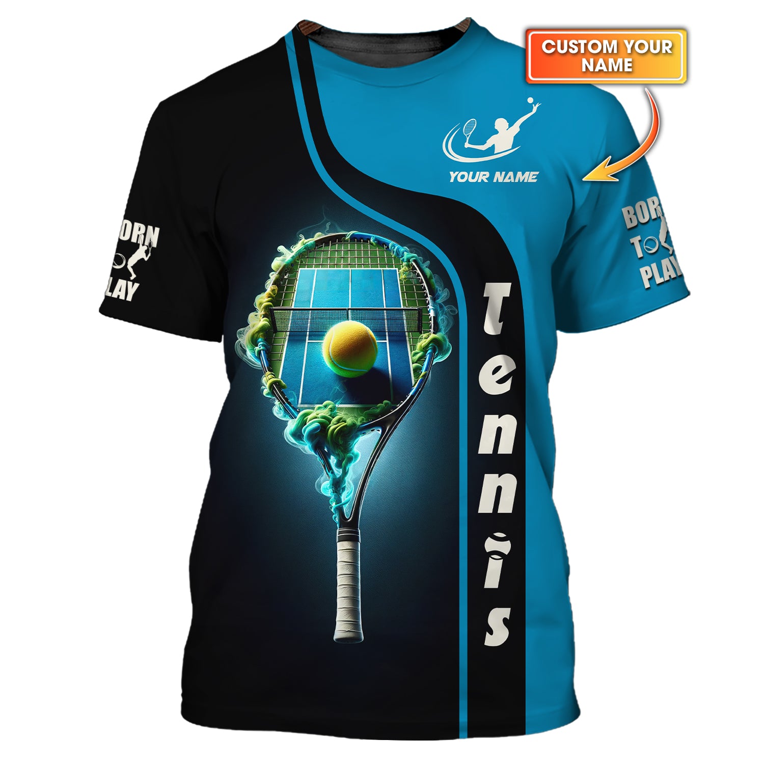 Custom Name Tennis Shirt, Born To Play Tennis, Gift for Tennis Players, Tennis Presents