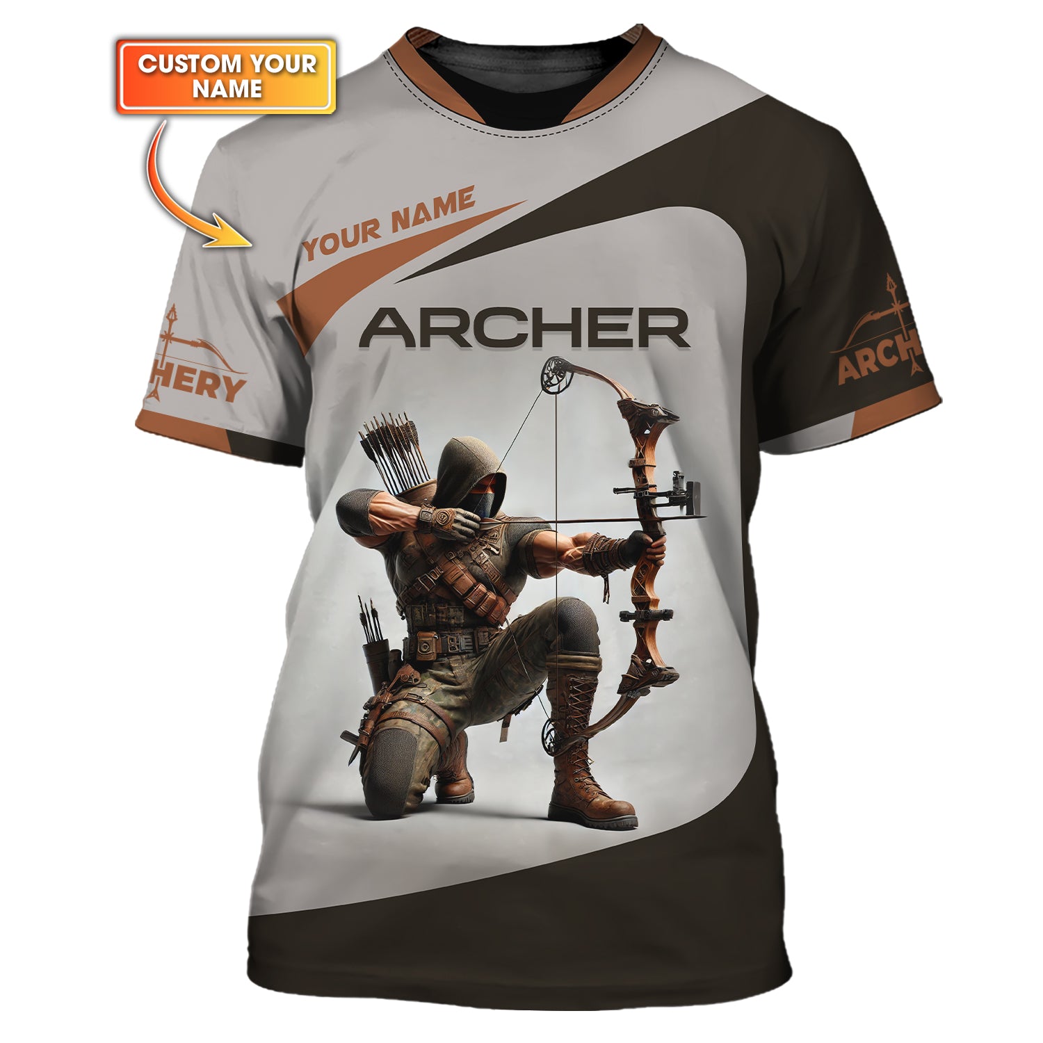 Custom Archery T-Shirt with 3D Archer, Lightweight Sportswear, Gift for Archers