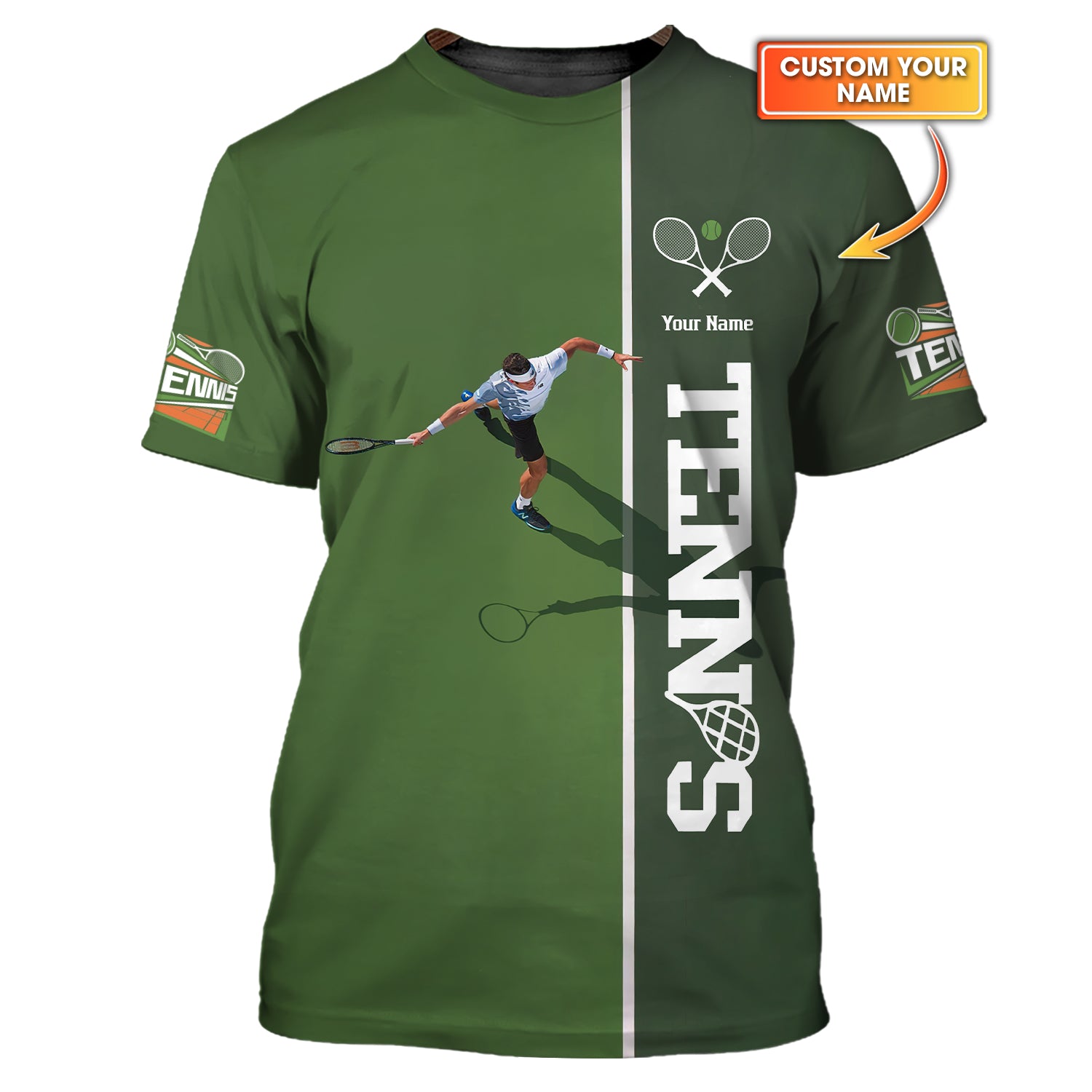 Custom Name Tennis Polo Shirt, T-Shirt 3D Design Personalized, Classic Shirts For Tennis, Lightweight Sportswear, Gift for Tennis Players