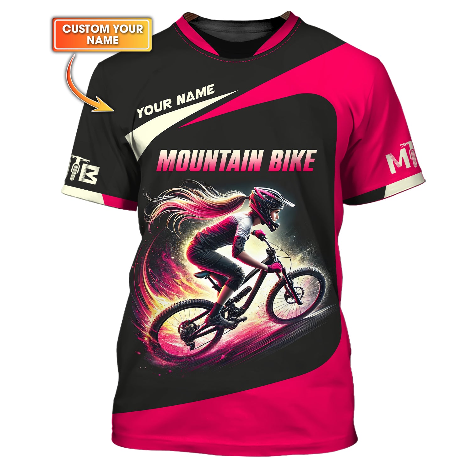 Custom Name Mountain Bike T-shirt, Unisex Shirt, MTB Polo Shirt, Custom mtb Jersey, Gift for Cyclists