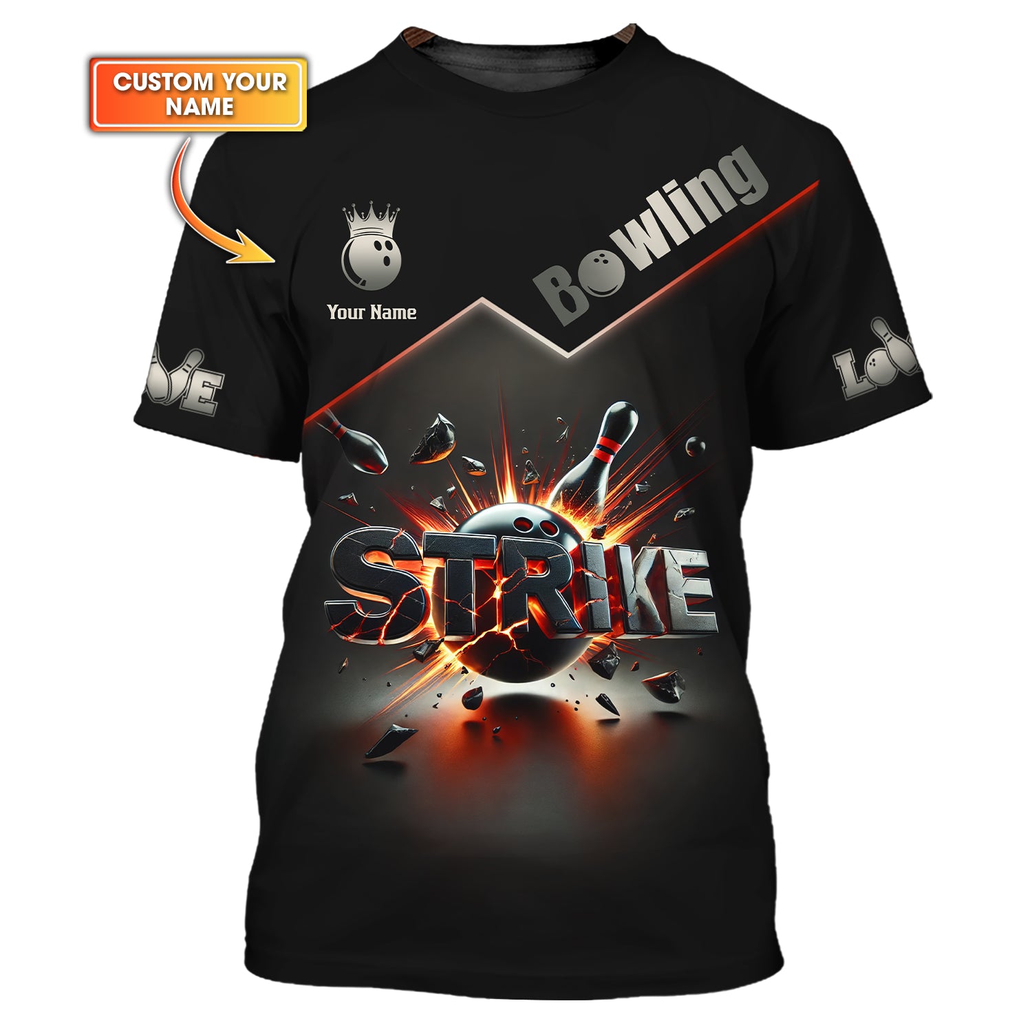 Strike Bowling Personalized Name 3D Polo Shirt, Custom Bowling Jersey, Bowling Gifts