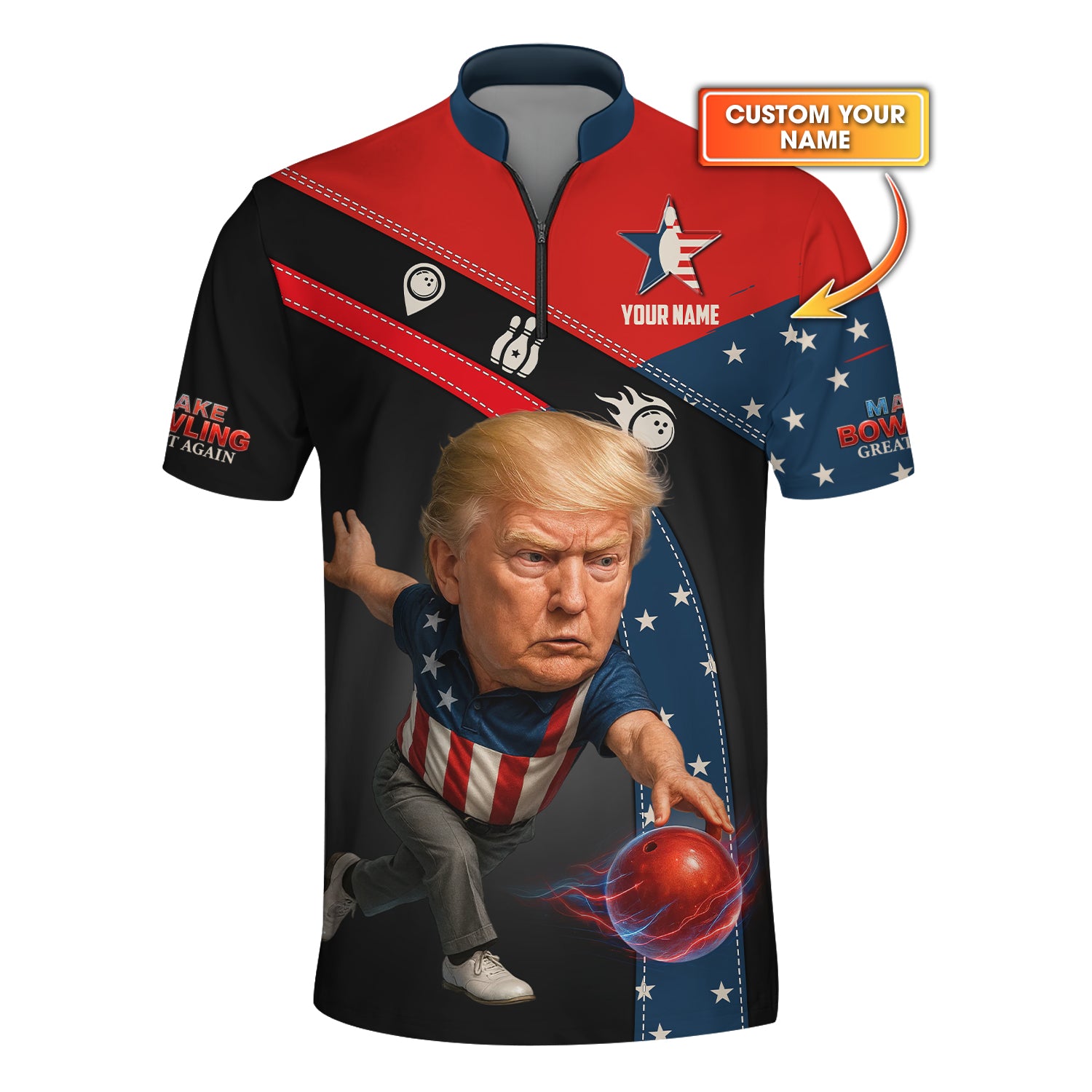 Make Bowling Great Again Trump Personalized Shirt – Custom Team Bowling Jersey for Club Players