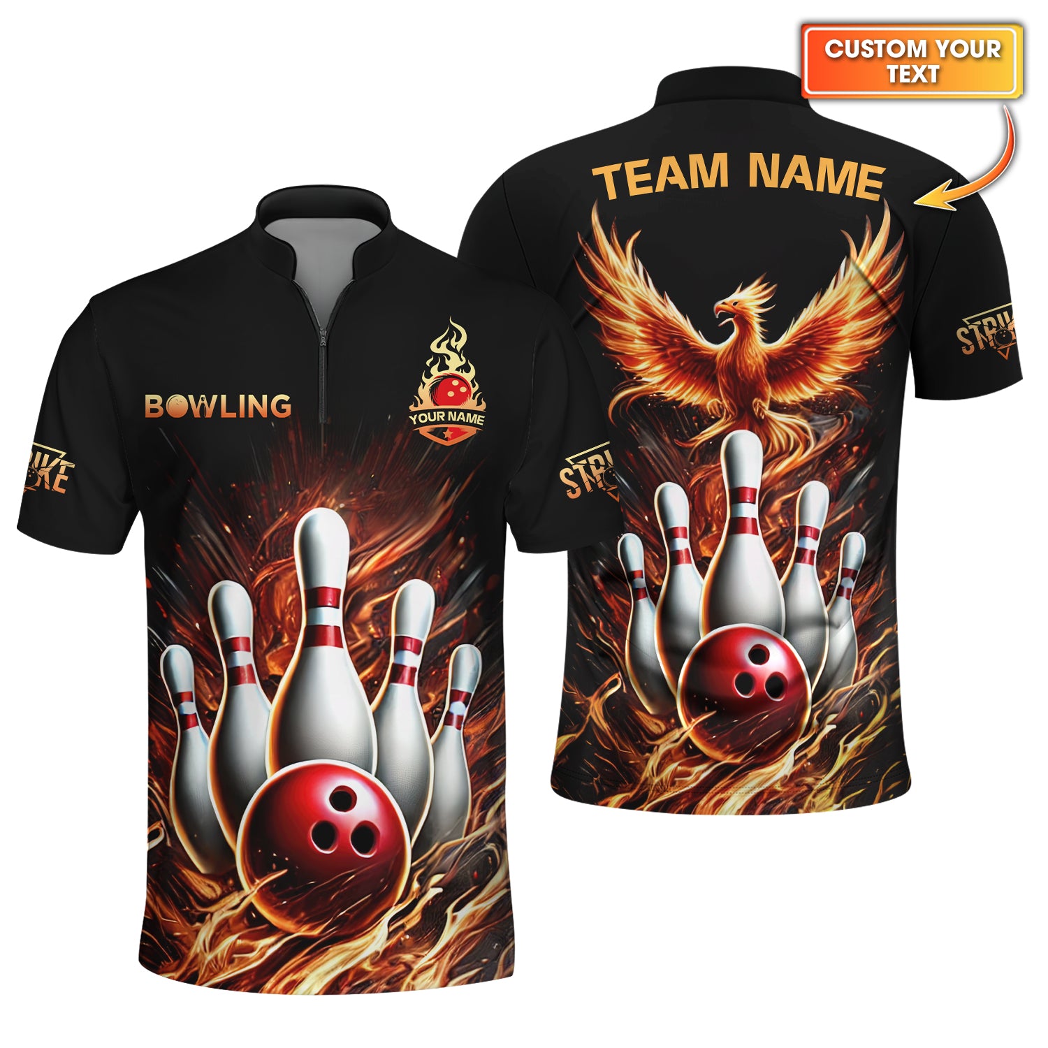 Strike Custom Bowling Jersey, Custom Bowling T Shirt, Bowling Team Shirts